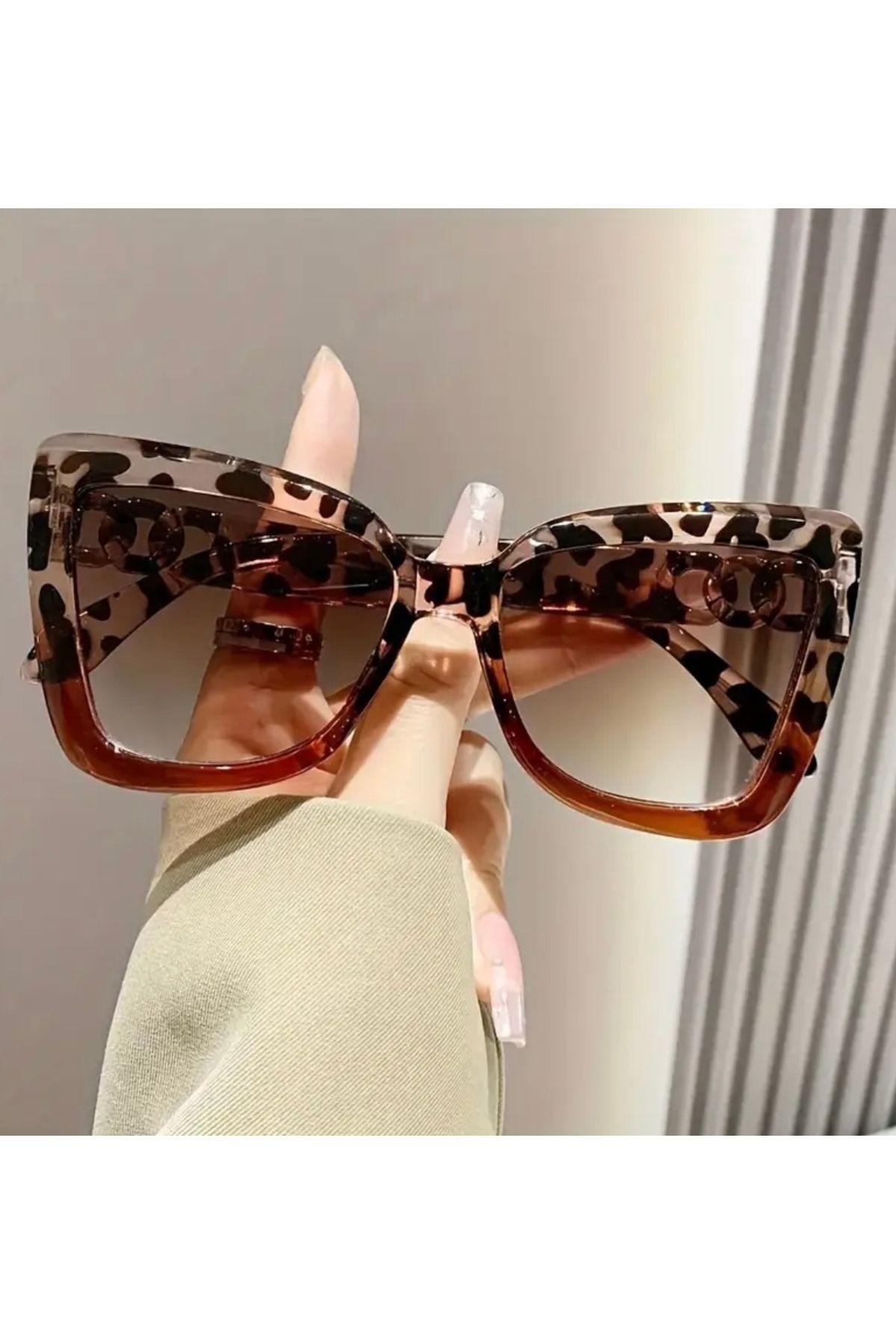 HAB TRADE Cat Eyes Leopar Kehribar Güneş Gözlüğü