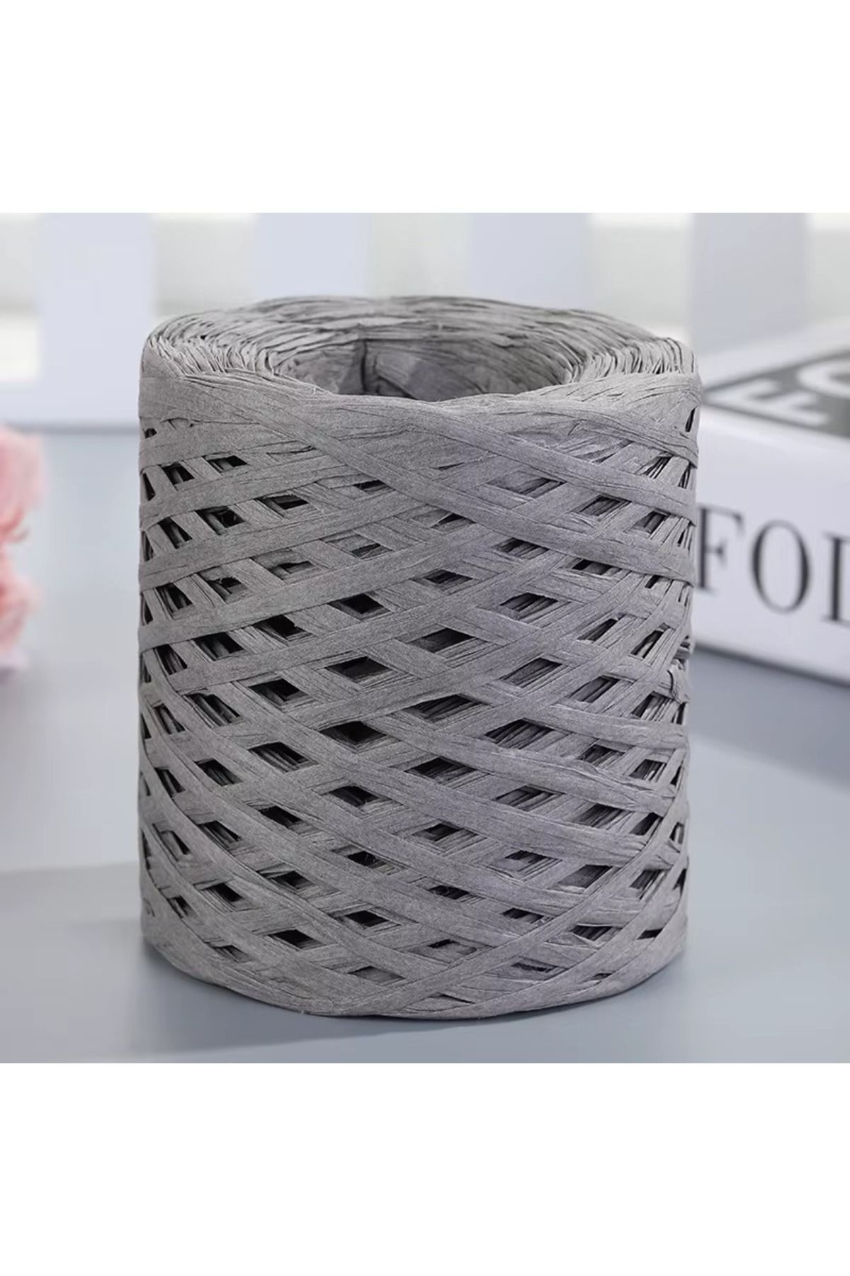 HOBİ Rafya İp Şapka Çanta Kağıt Ambalaj İpi 200 gr 200 m Raffia Natural Kağıt İp
