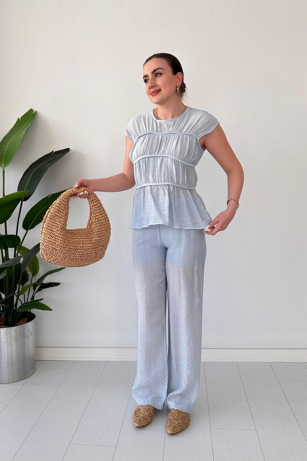 MaziButik Biye Büzgü Takım Bebe Mavi
