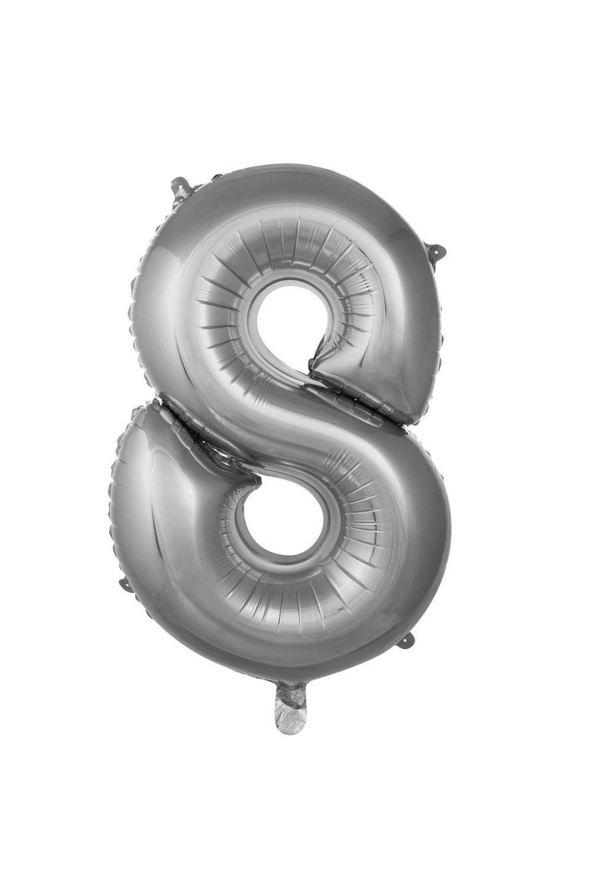 EA HOME Folyo Rakam 8 Yaş 34 Inc Gümüş Renk Balon 76 Cm