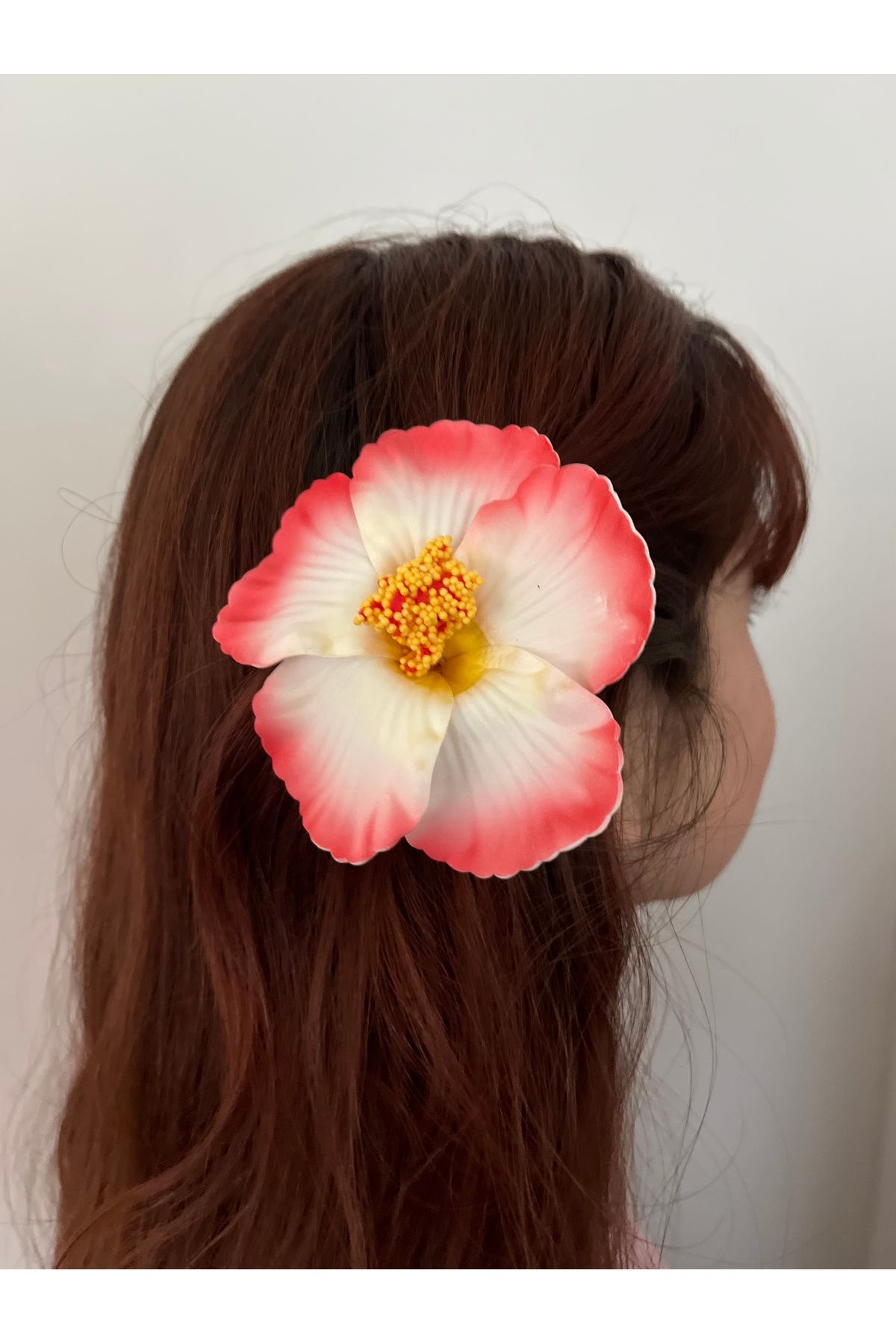 FloresDeCarnaval kırmızı beyaz hibiskus tropikal toka