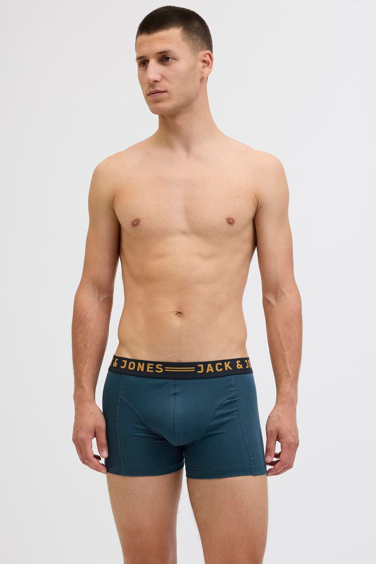 شورت باکسر مردانه تک رنگ 5 عددی - آبی مردانه راسته فاق نرمال | جک اند جونز Jack & Jones 12293348 - تصویر 4