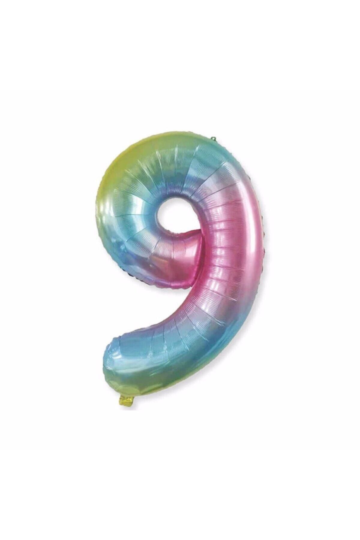 EA HOME 9 Yaş Renkli Gökkuşağı Unicorn Folyo Balon 76 Cm