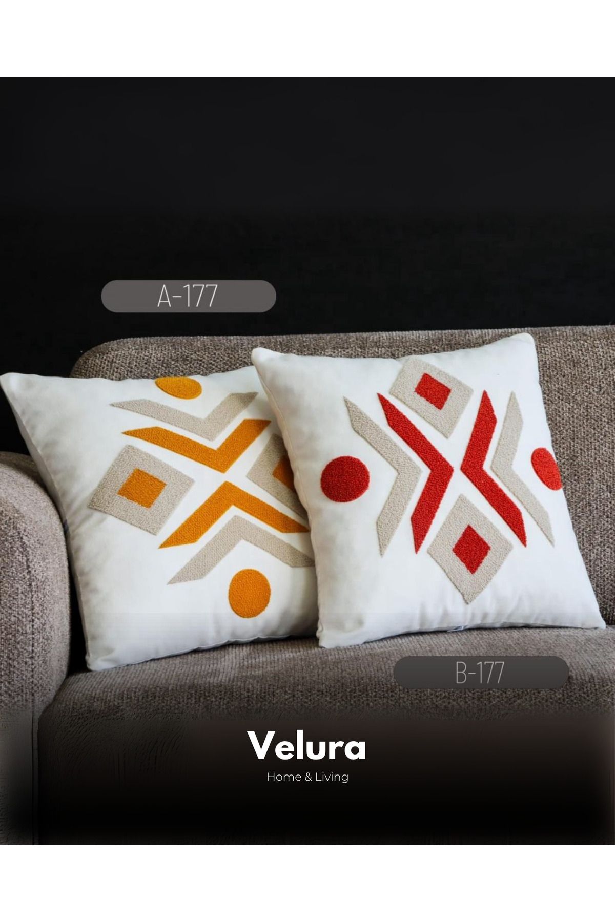 Velura Home & Living Dekoratif Kırlent & Pinterest Kırlent & Keten Kumaş - Nakış İşleme & A177-B177