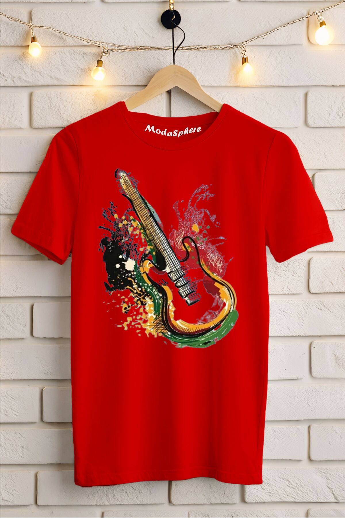 ModaSphere Gitar Baskılı Unisex Oversize Tişört
