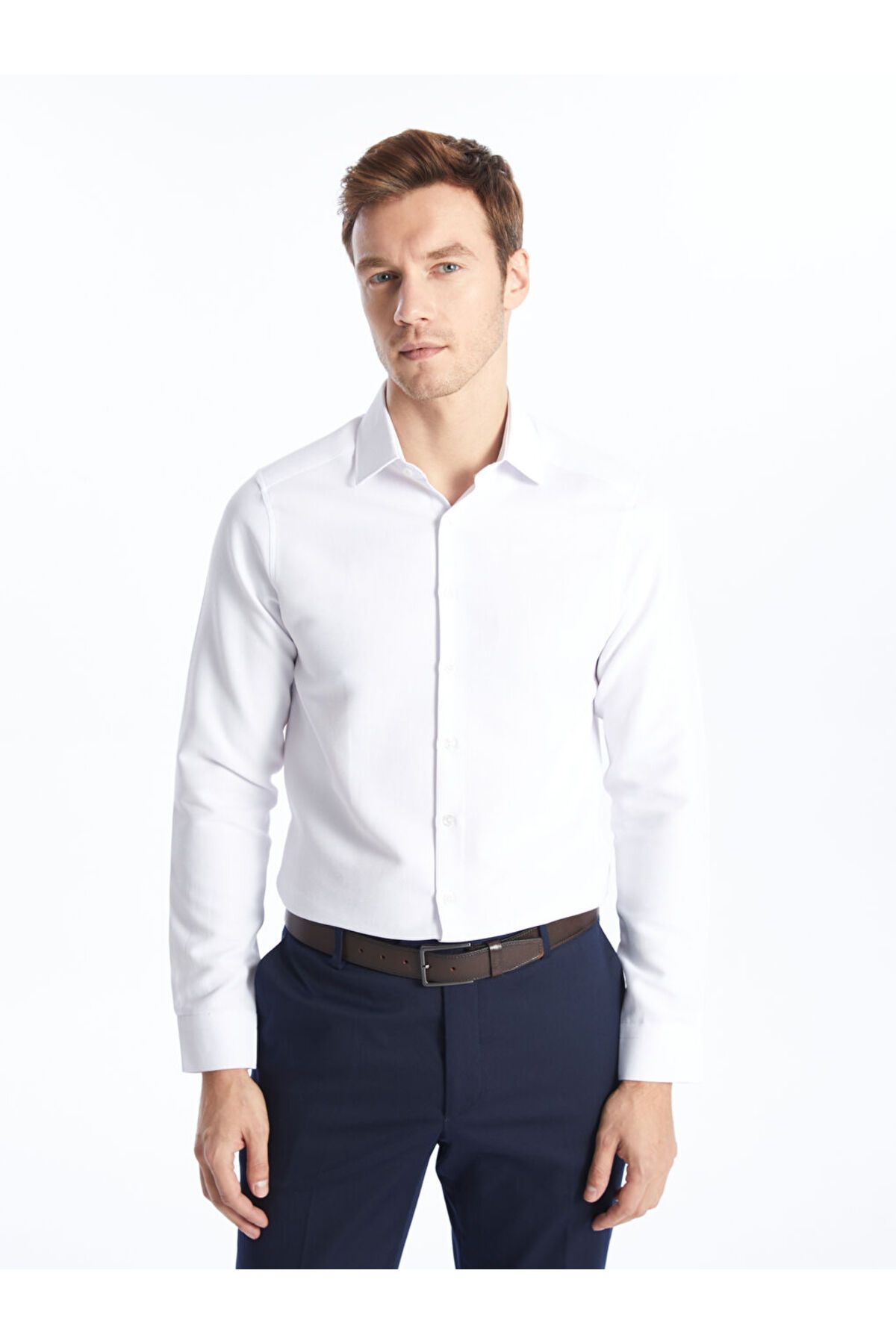 LC Waikiki LCW Slim Fit Uzun Kollu Armürlü Erkek Gömlek