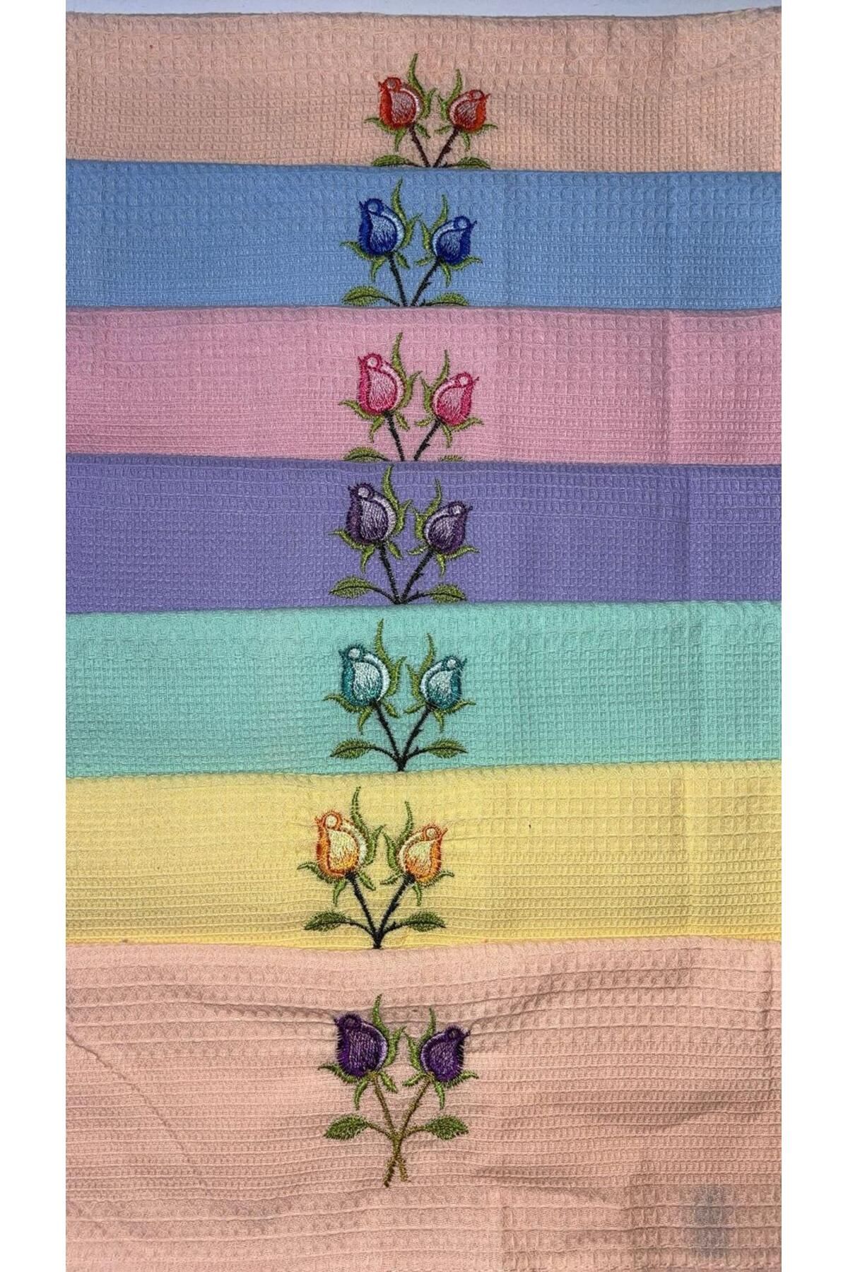 KOZATEX KOZAVİTRİN ÇİÇEK Nakışlı 6’lı Peçete-mutfak Havlusu Kurulama Bezi 40x60 Cm