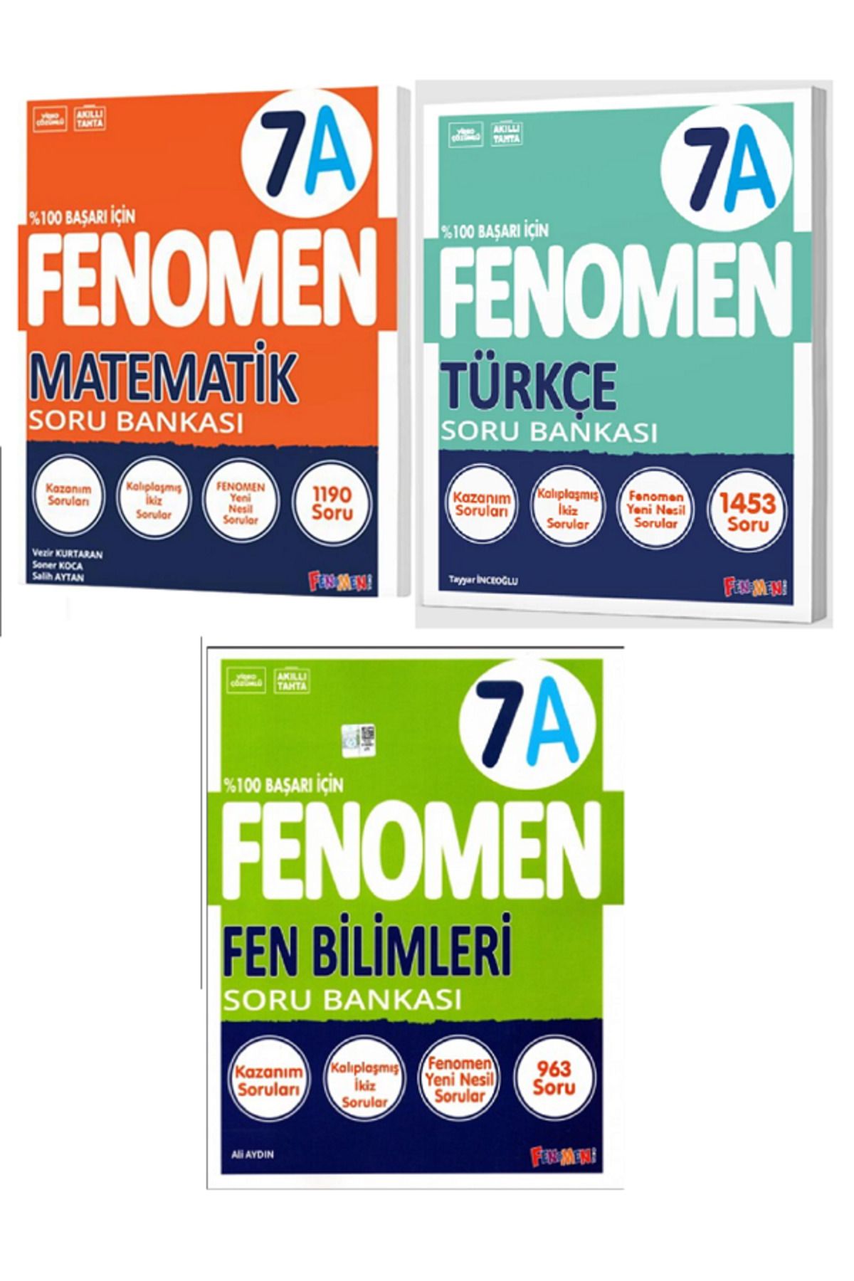 Evrensel İletişim Yayınları 7.Sınıf Fenomen 7A Matematik + 7A Türkçe + 7A Fen Bilimleri Soru Bankaları / 3 KİTAP SET
