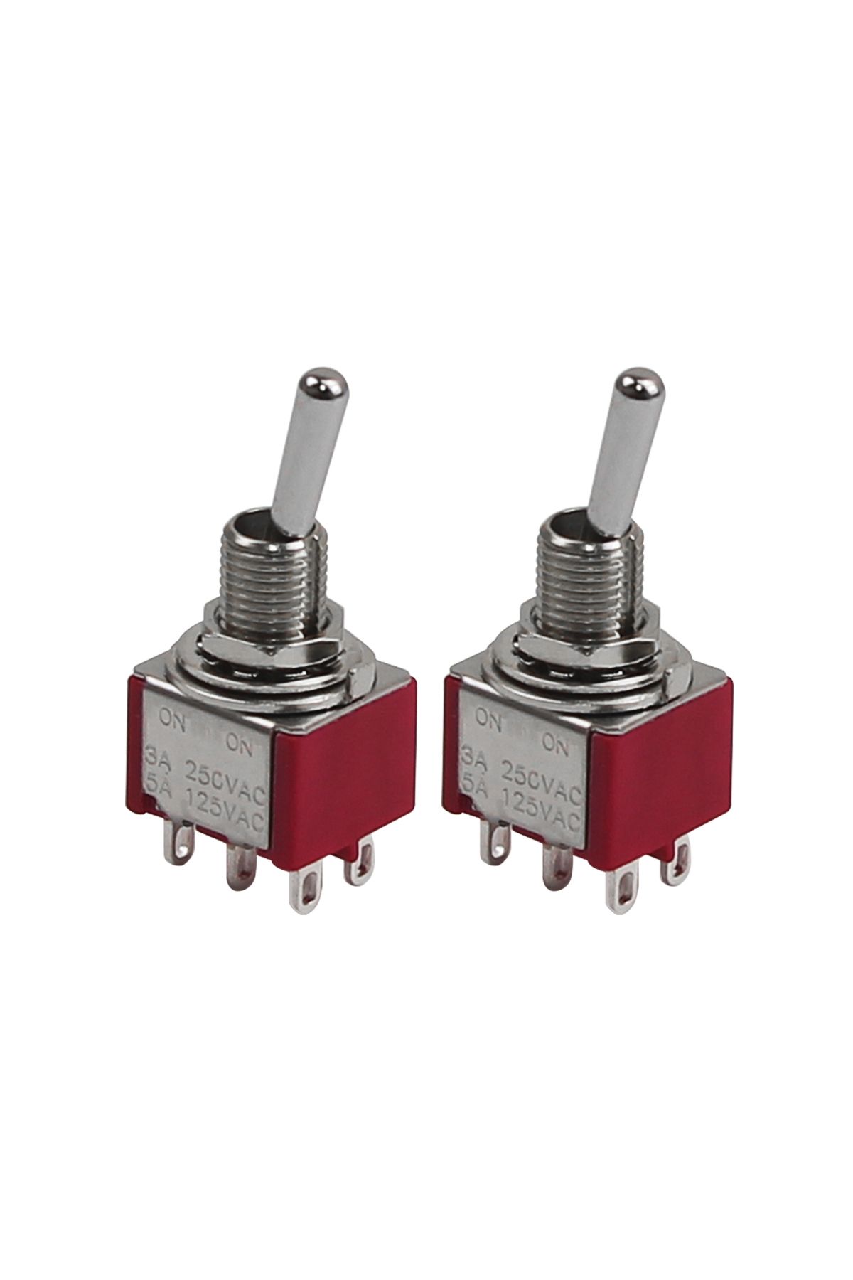 Choice-FLEOR 2PCS Red Mini 2 Way Toggle Switch Guitar Pickup Selector Switch DPDT ON/ON 3A 250V AC / 5A ... 8