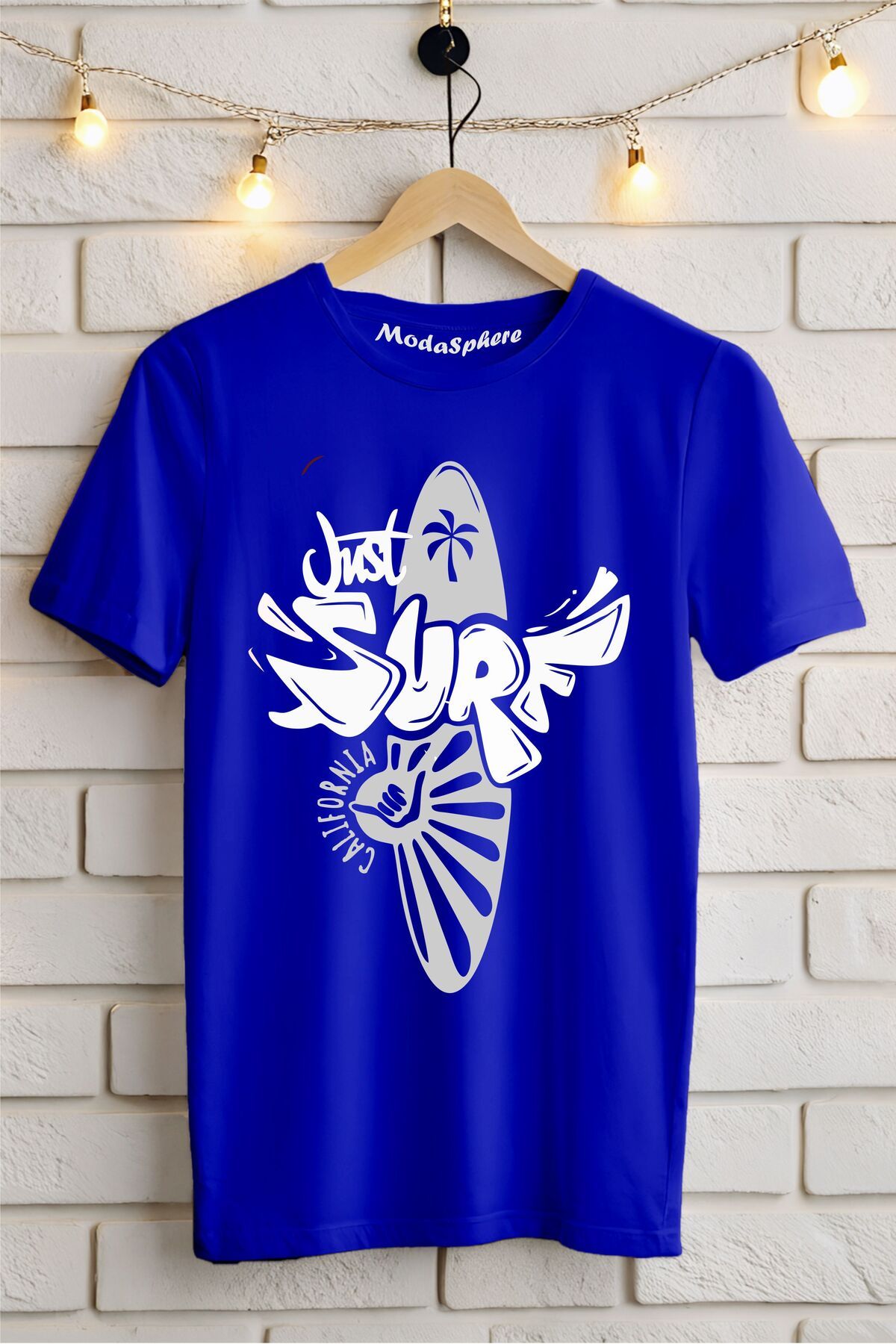 ModaSphere JUST SURF Baskılı Unisex Oversize Tişört