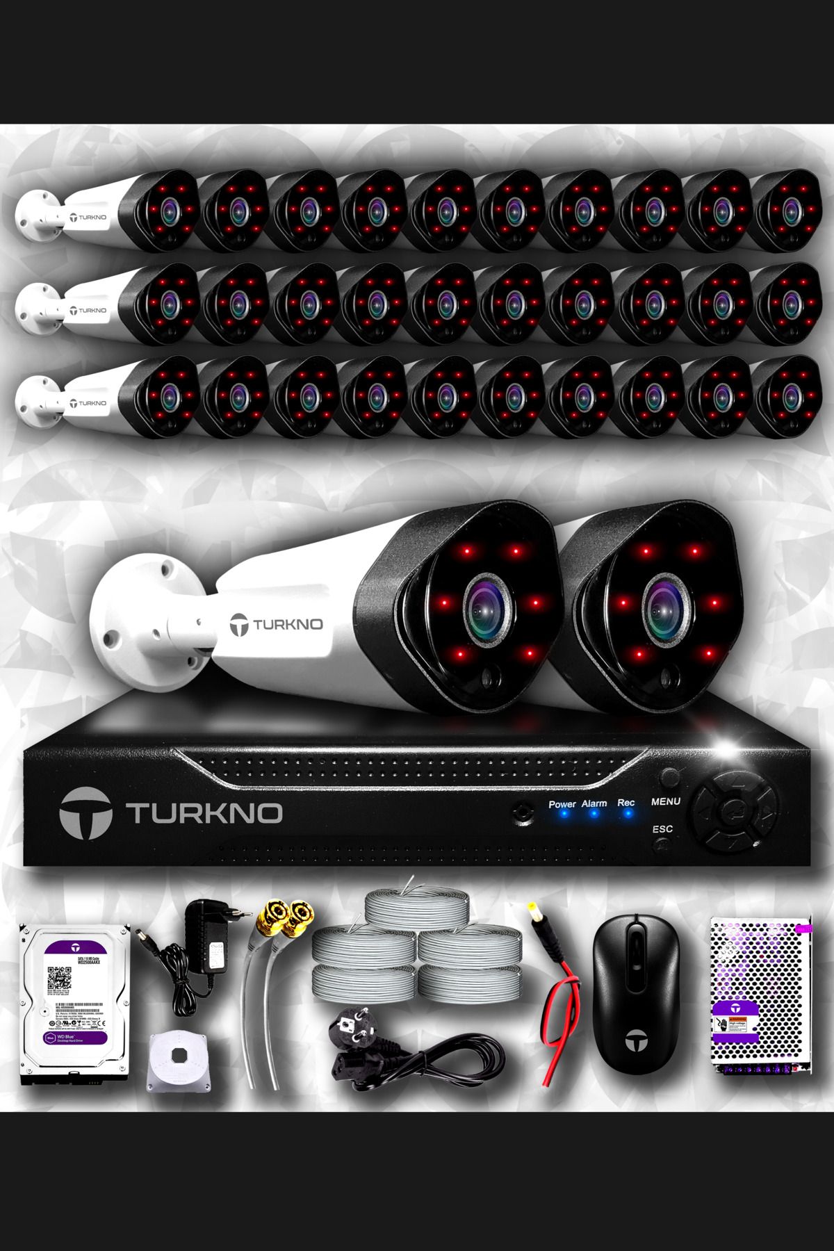 Turkno 32 Kameralı Galia 32 Dış Kamera Set 1 Tb Hdd Full Hd Gece Görüşlü Güvenlik Kamerası Sistemi