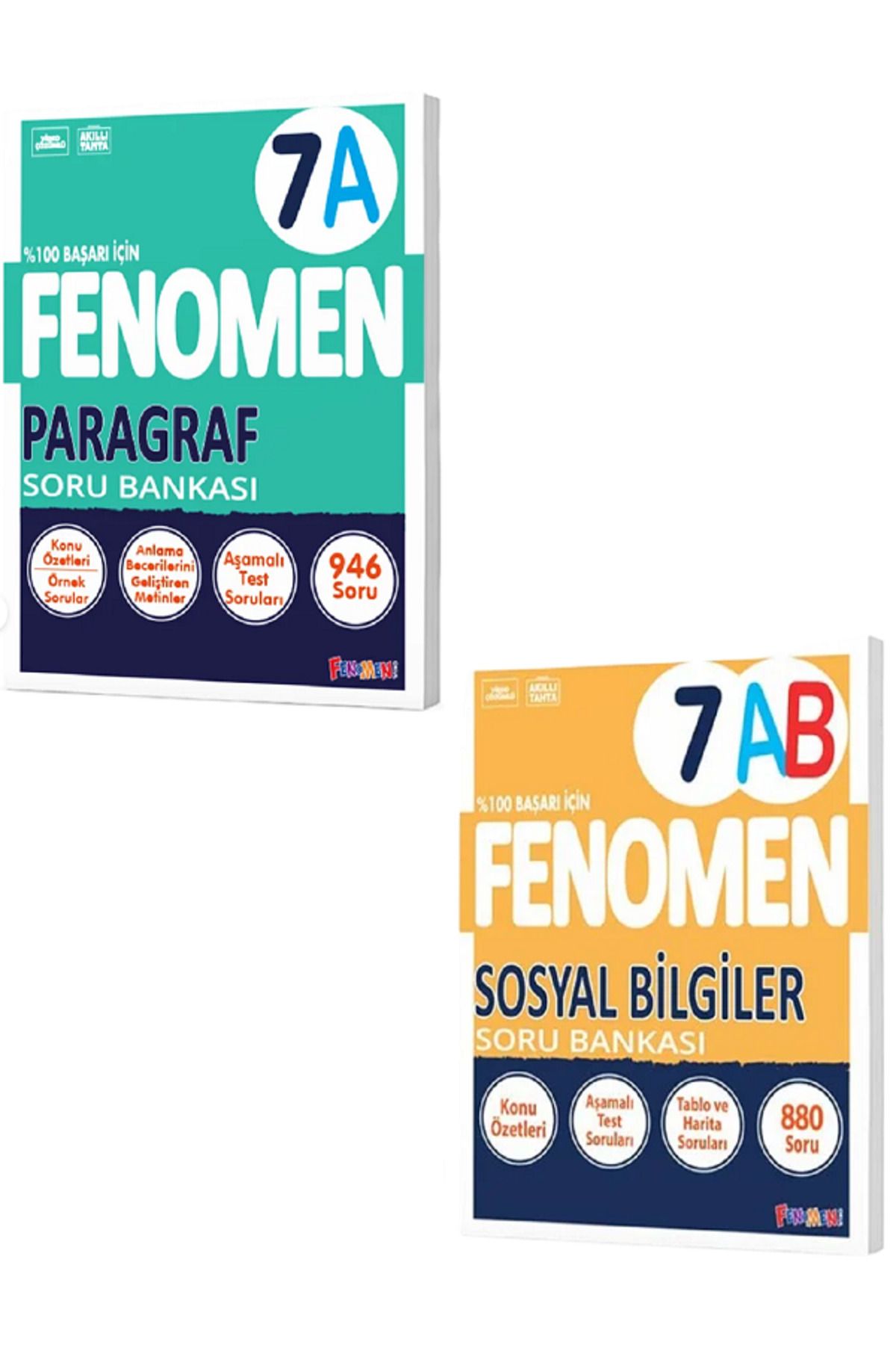 Evrensel İletişim Yayınları 7.Sınıf Fenomen 7A Paragraf Soru Bankası + 7.Sınıf Fenomen 7AB Sosyal Bilgiler Soru Bankası /2 KİTAP