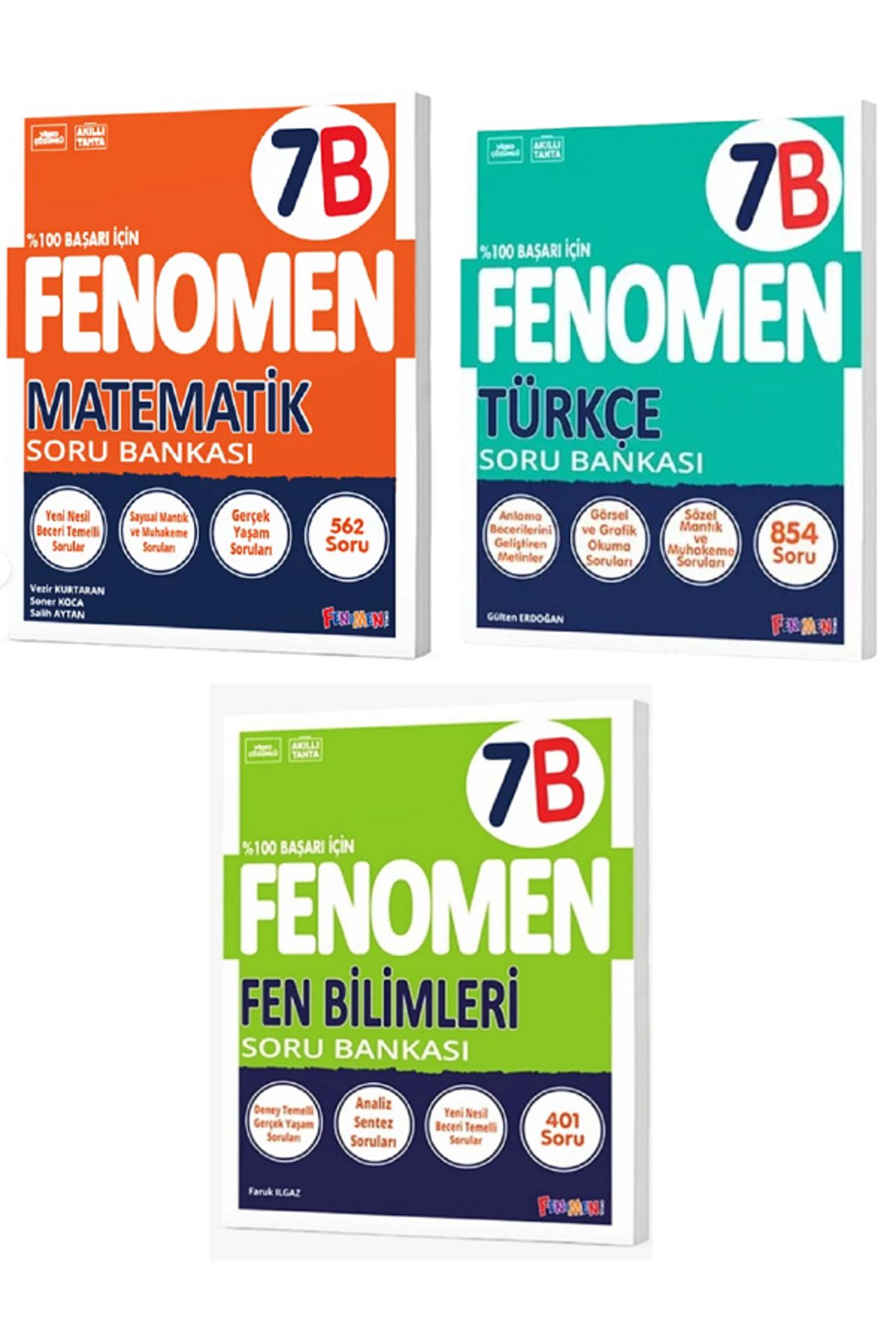 Evrensel İletişim Yayınları 7.Sınıf Fenomen 7B Matematik + Fen Bilimleri + Türkçe Soru Bankaları / 3 KİTAP SET