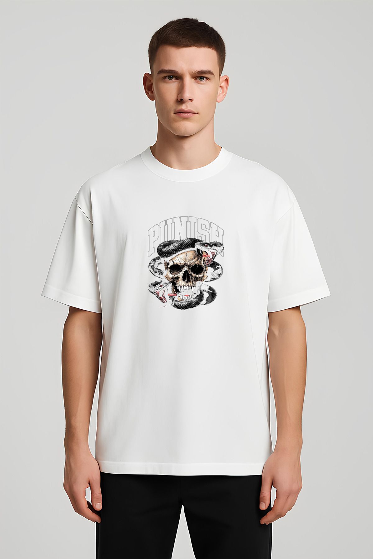 MODA Unisex Oversize Kalıp Punish Baskılı T-Shirt