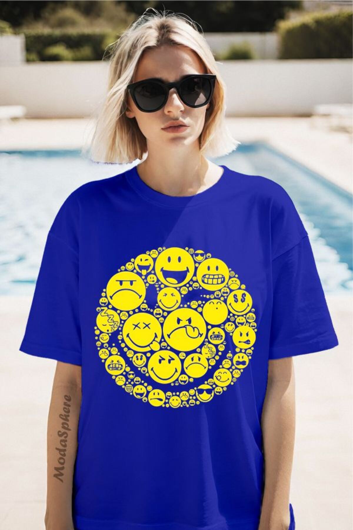 ModaSphere Emoji Baskılı Unisex Oversize Tişört