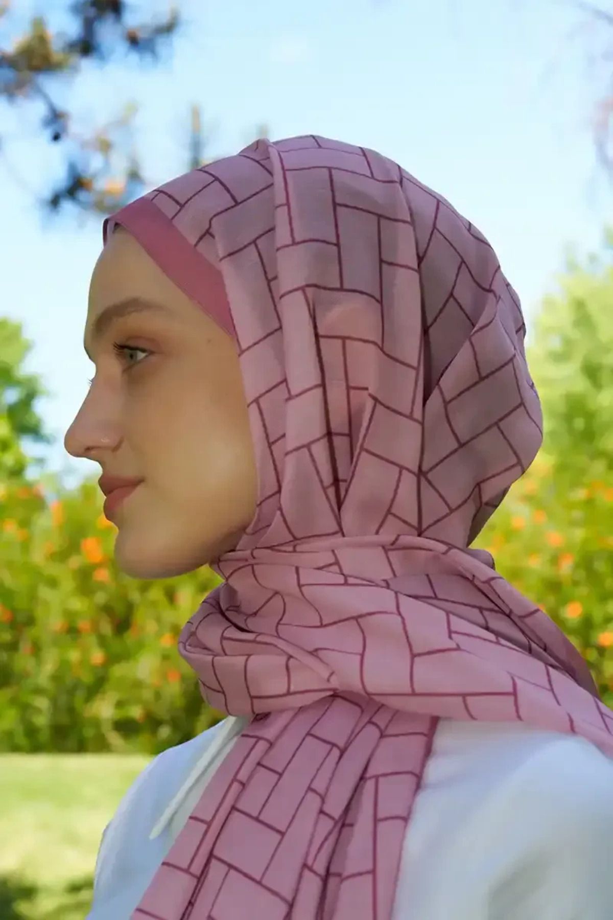 Madame Polo Hyper Geometrik Desen Şal - Pembe