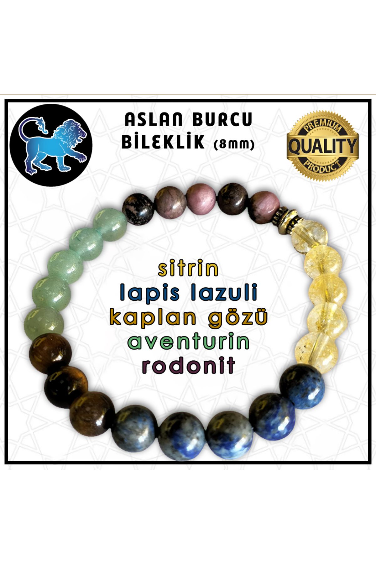 Mabeyn ASLAN BURCU BİLEKLİĞİ - 8 MM