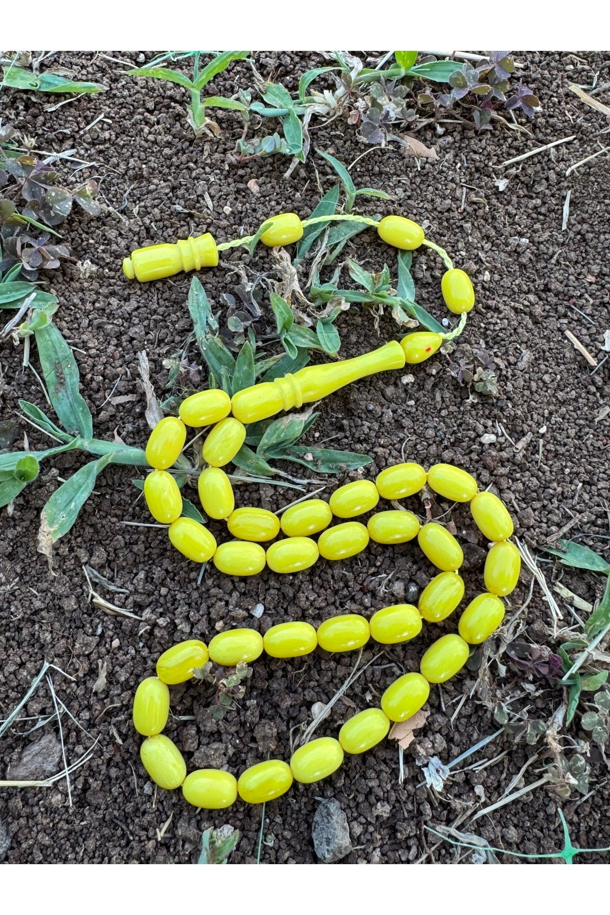 TESBİH ADAM Güzel Çekimli Limon Sarısı Renk Sıkma Kehribar Tesbih