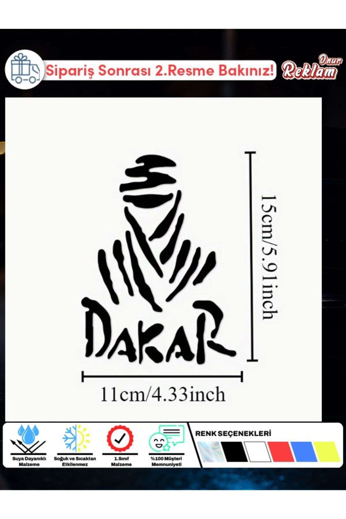Onur Reklam Dakar Ralli Temalı Sticker – 15x11 cm | Suya Dayanıklı Off-Road Tasarım