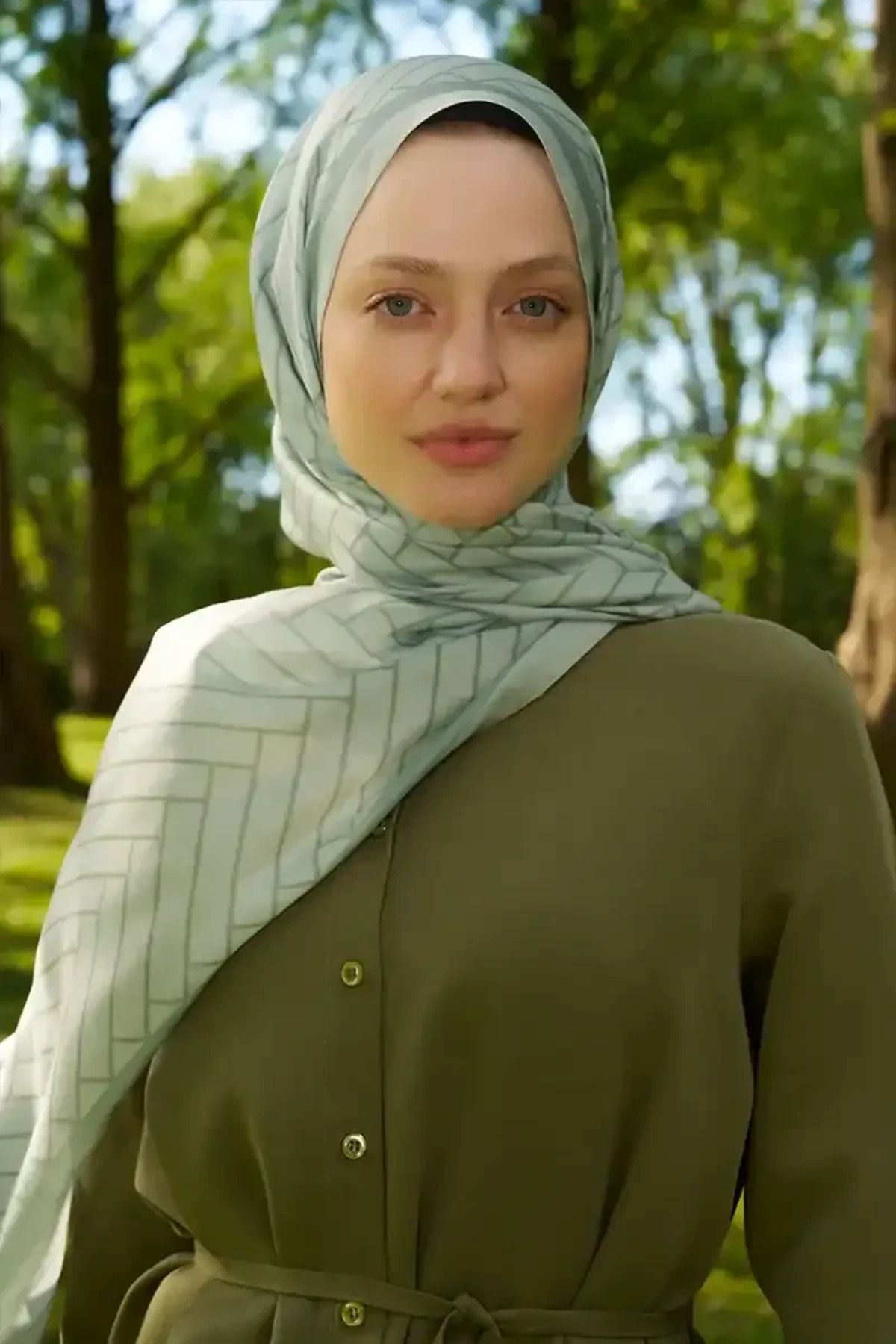 Madame Polo Hyper Zikzak Desen Şal - Mint