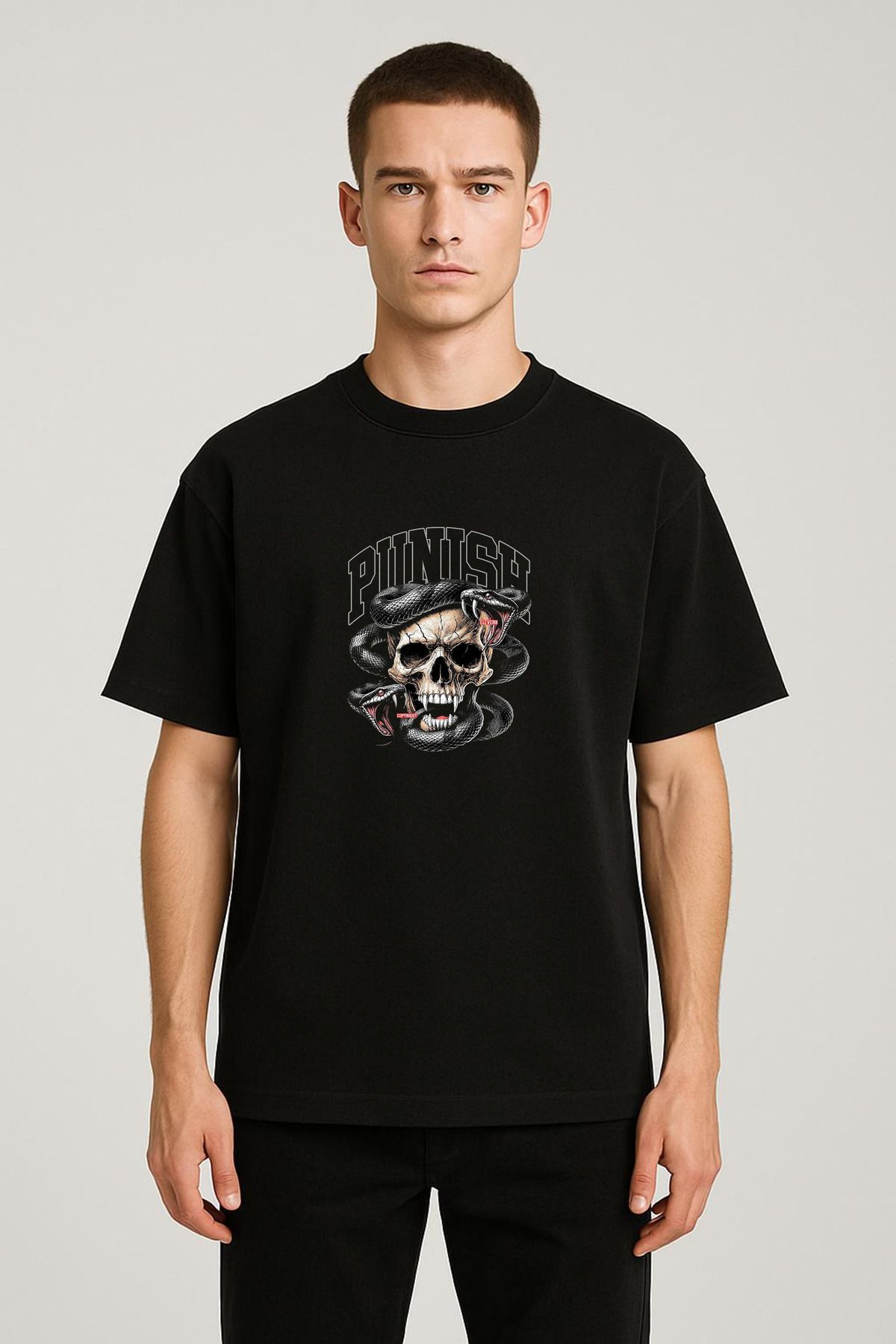 MODA Unisex Oversize kalıp Punish Baskılı T-Shirt