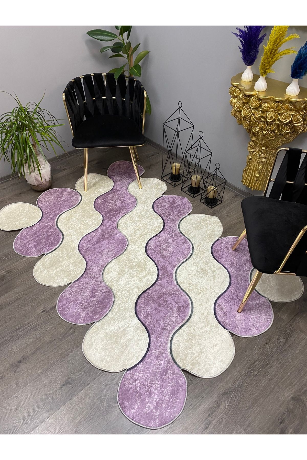 Monisso MONİSSO HALI Lazer Mor Kaymaz Taban, leke Tutmaz, Mutfak Halısı, Salon Halısı ve Yolluk