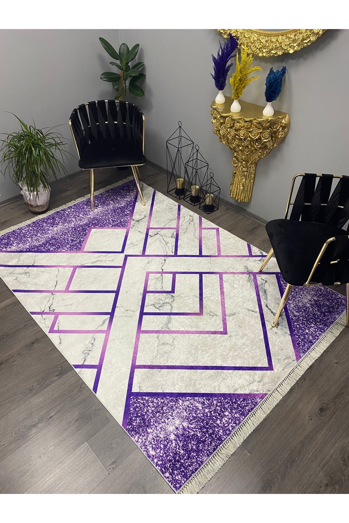 Monisso MONİSSO HALI Estanya Mor Kaymaz Taban, leke Tutmaz, Mutfak Halısı, Salon Halısı ve Yolluk