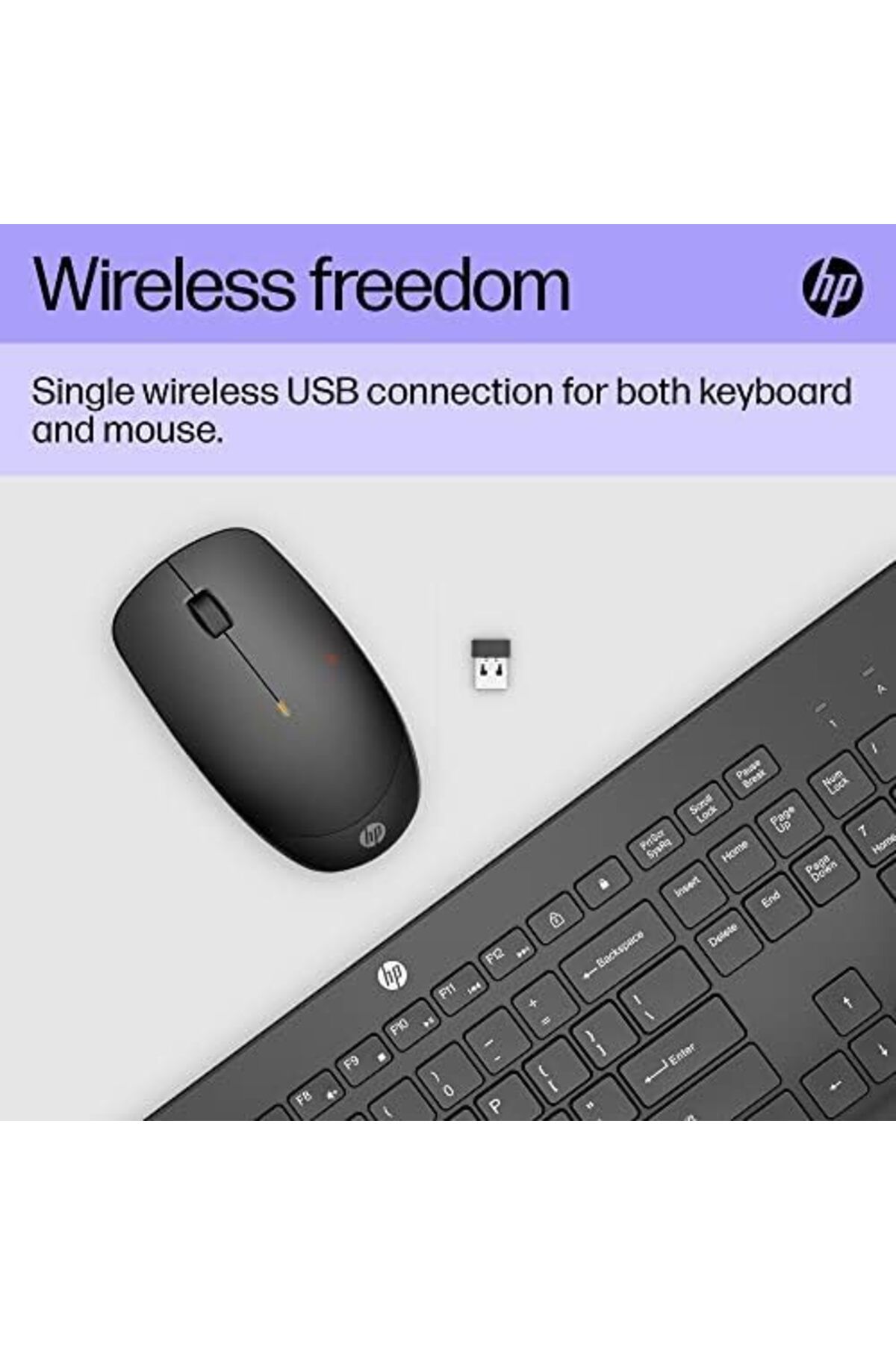HP-مجموعة لوحة المفاتيح والماوس اللاسلكية 230، مستقبل USB-A Nano لاسلكي 2.4 جيجاهرتز، بدقة تصل إلى 1600 نقطة في البوصة، 6