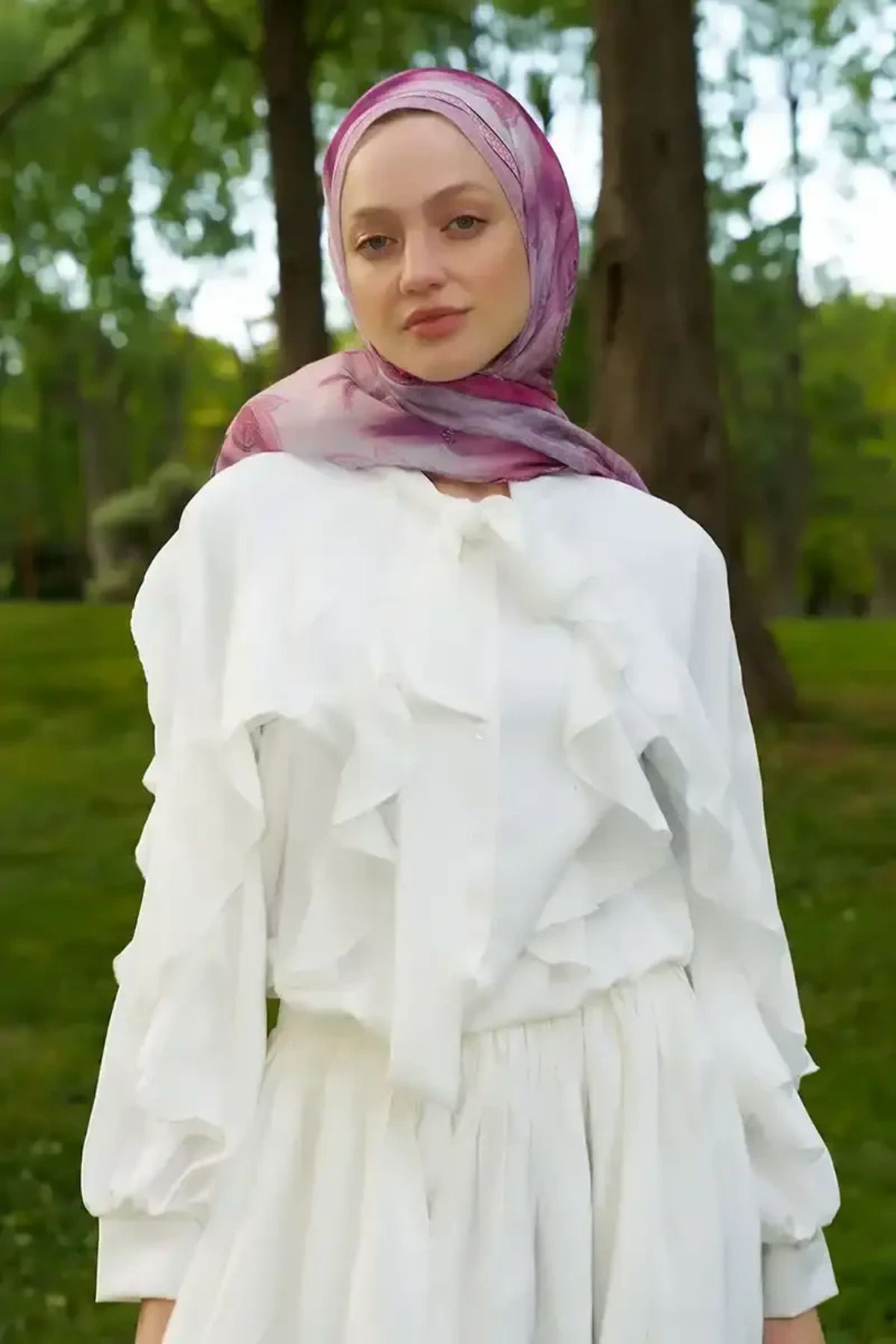 Madame Polo Prestige Vintage Desen Şal - Mor