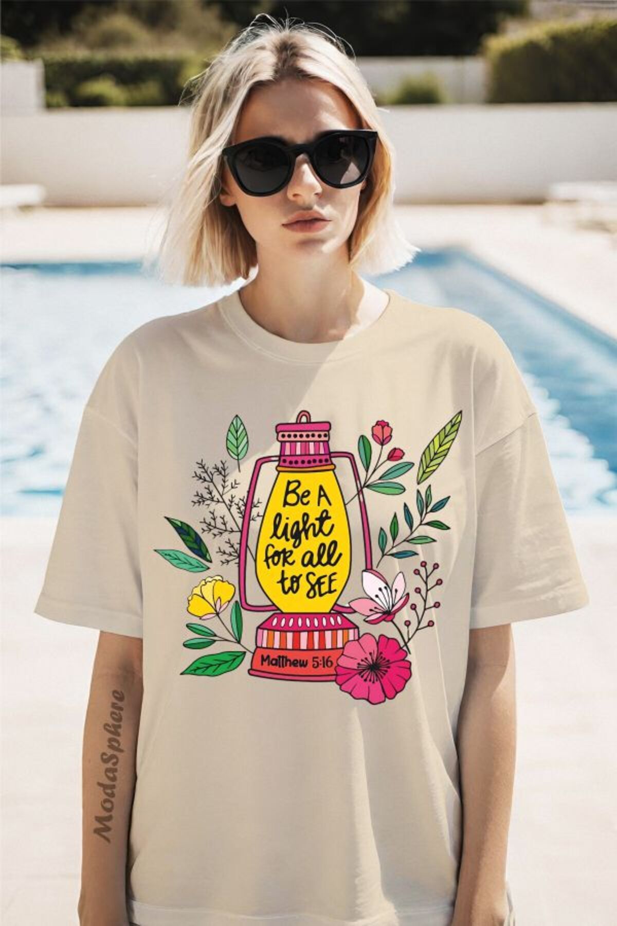 ModaSphere Be a light Baskılı Unisex Oversize Tişört