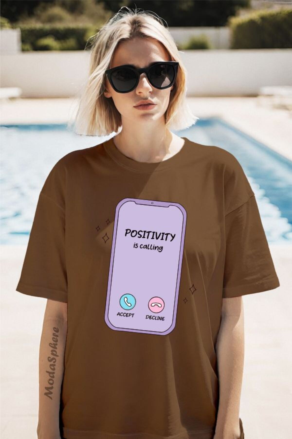 ModaSphere Phone Baskılı Unisex Oversize Tişört
