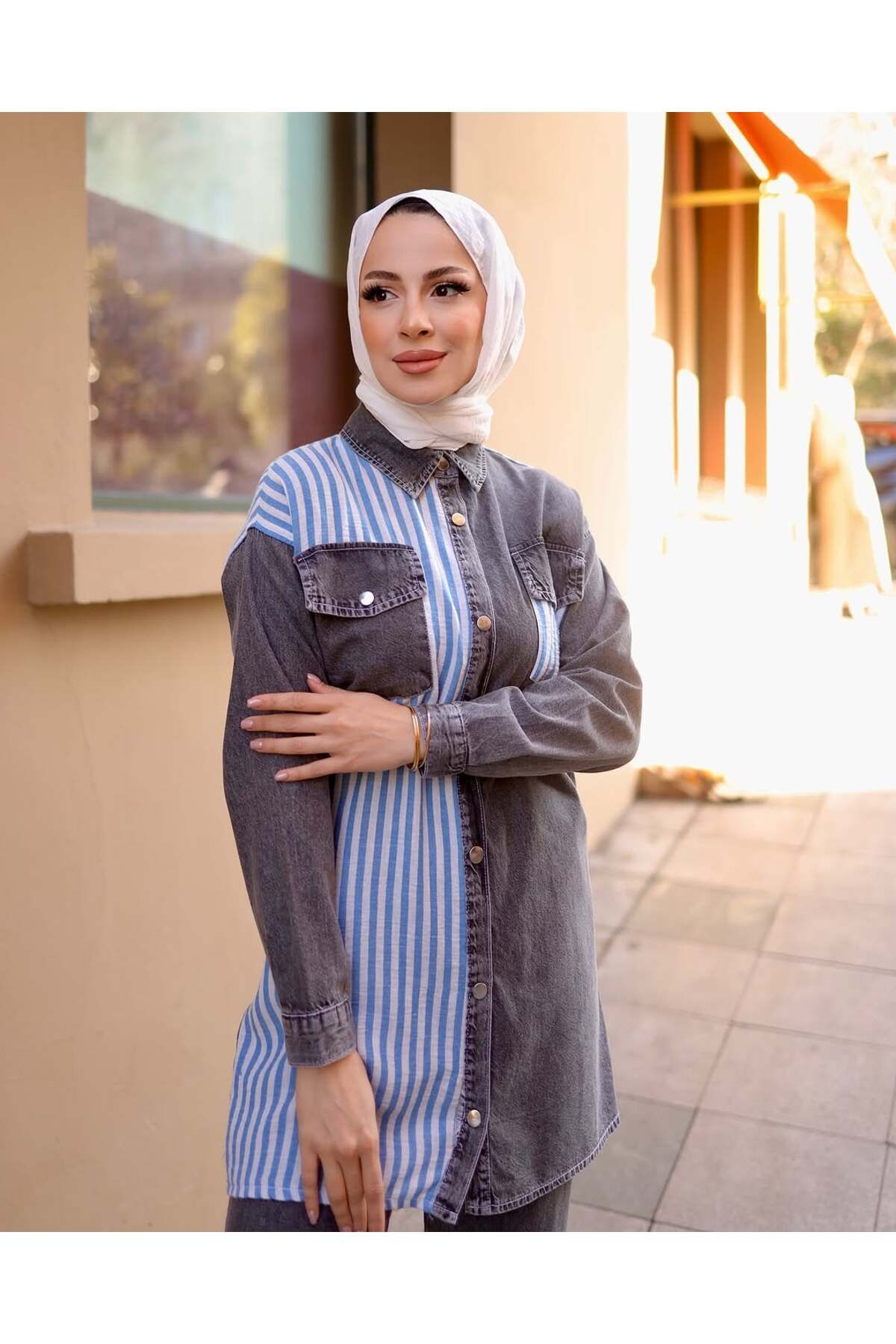 Duhan Butik çizgi detay denım takım