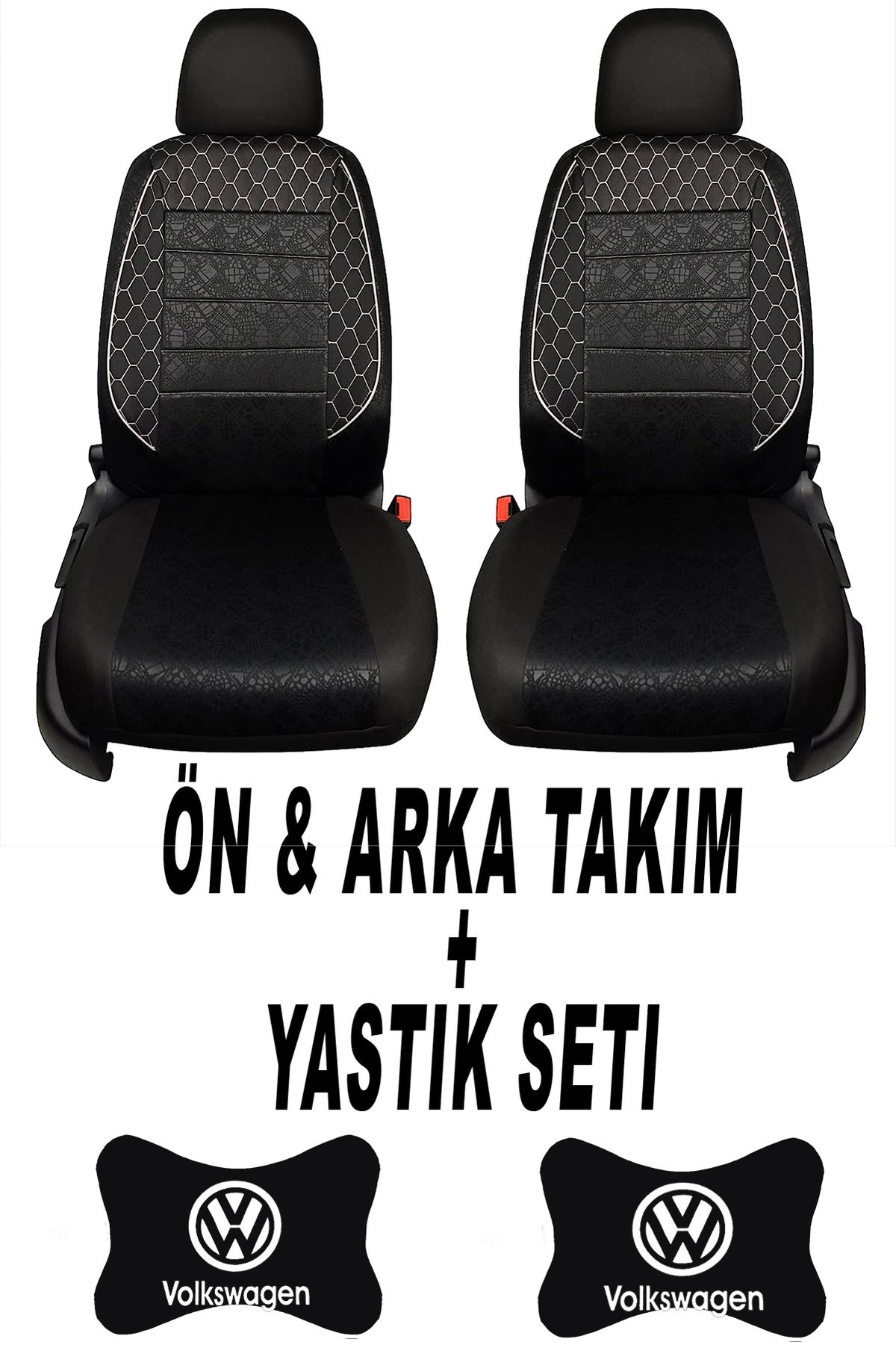 1araba1ev Oto Koltuk Kılıfı Volkswagen Ön Arka Takım + 2 Adet Boyun Yastığı Seti