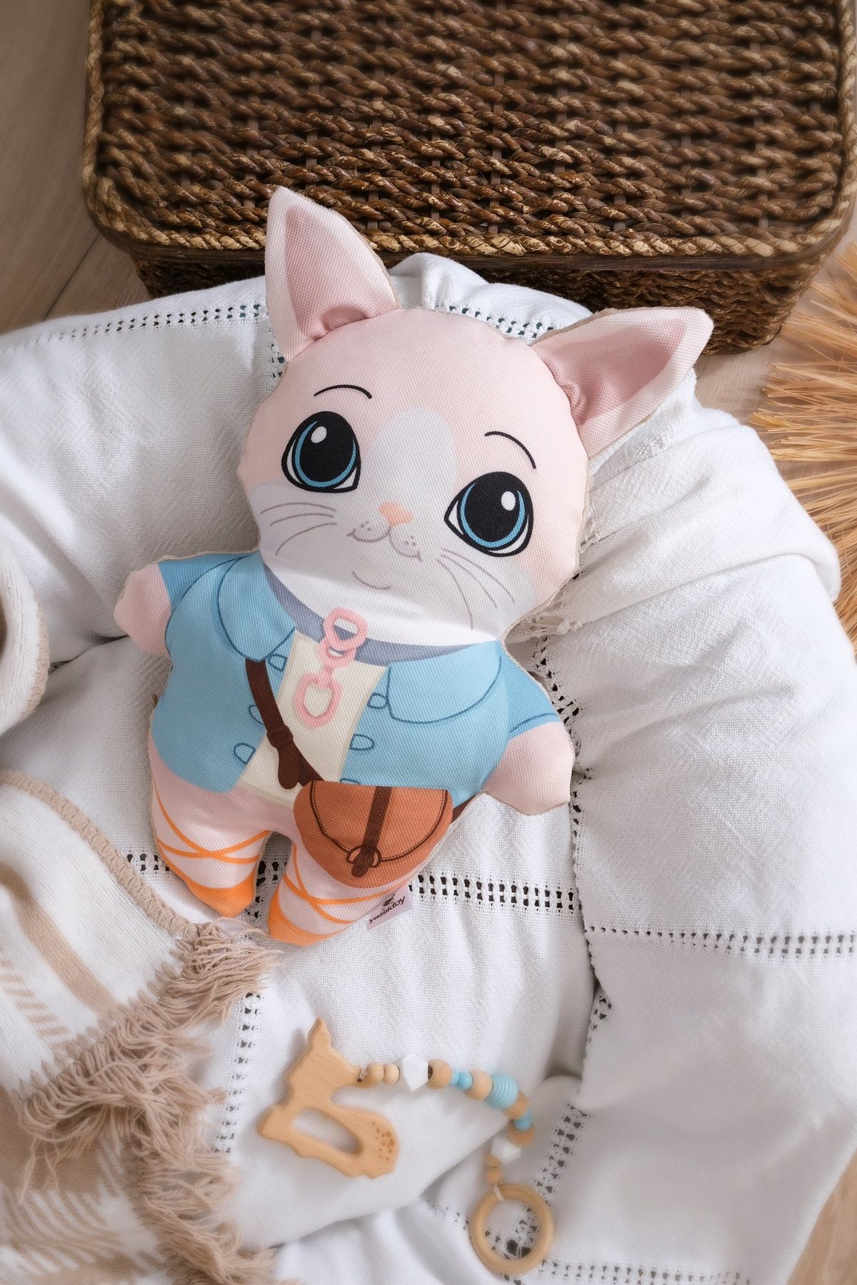 yastıktoy handmade toys estd 2022 Yastıktoy El Yapımı Peluş Hayvan Yastık Oyuncak - KEDİ | 35 cm | Uyku Arkadaşı