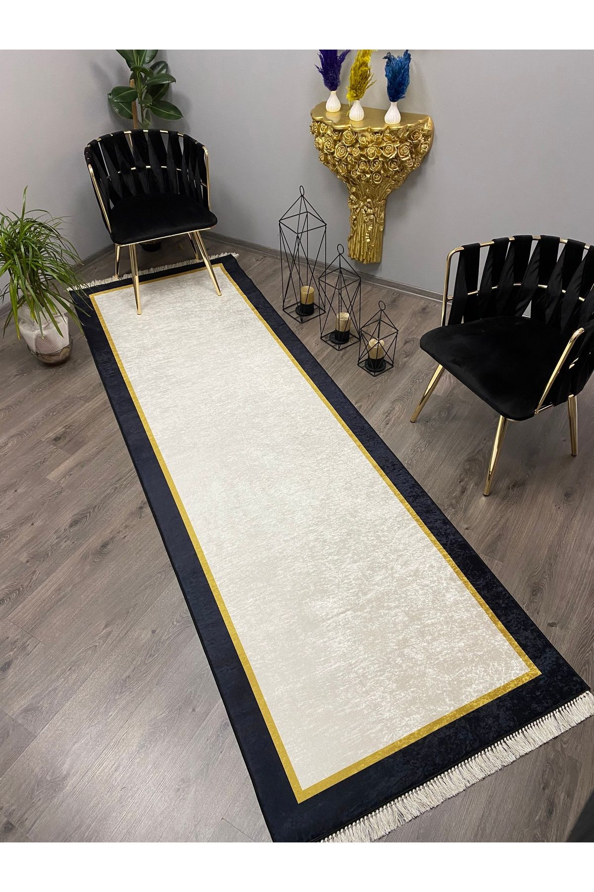 Monisso MONİSSO HALI Lizbon Siyah Kaymaz Taban, leke Tutmaz, Mutfak Halısı, Salon Halısı ve Yolluk