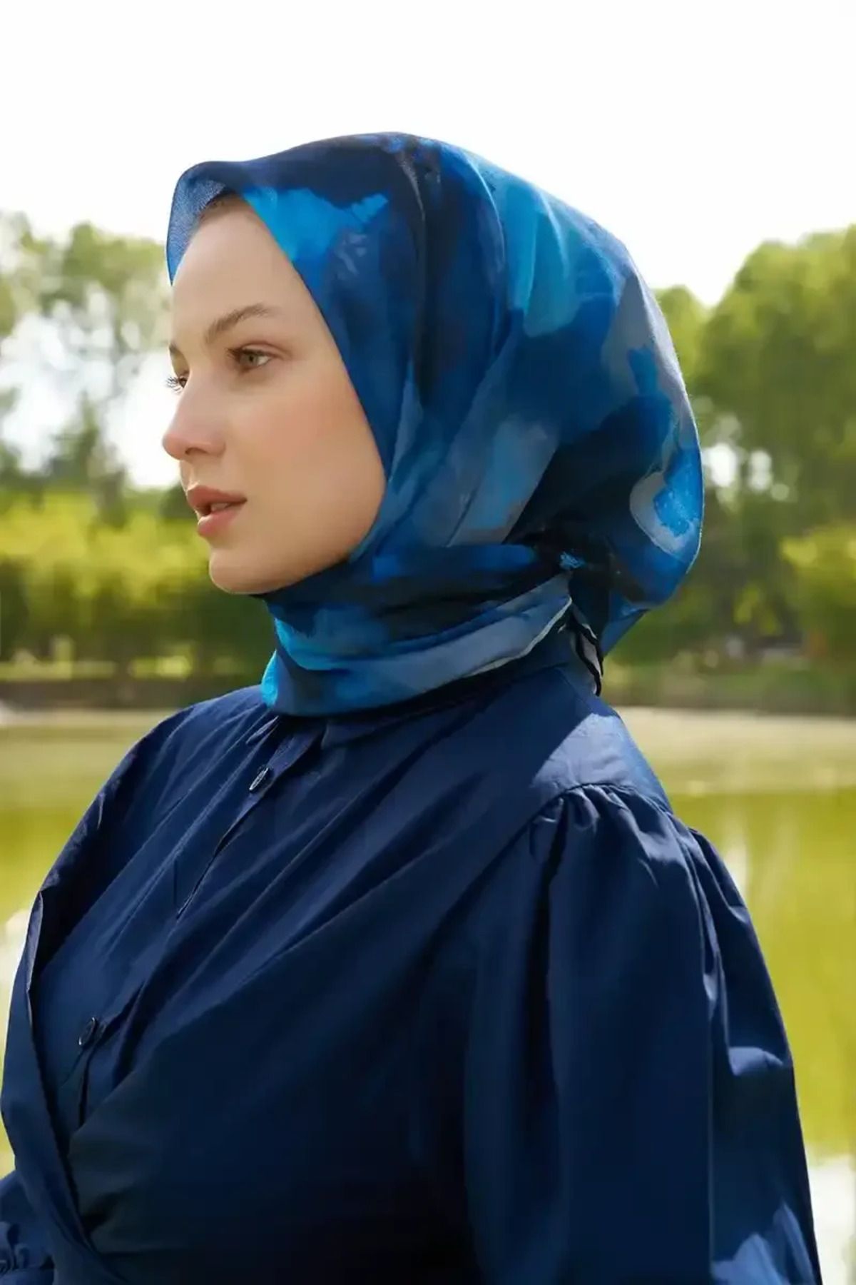 Madame Polo Rustic Rosie Desen Eşarp - Lacivert