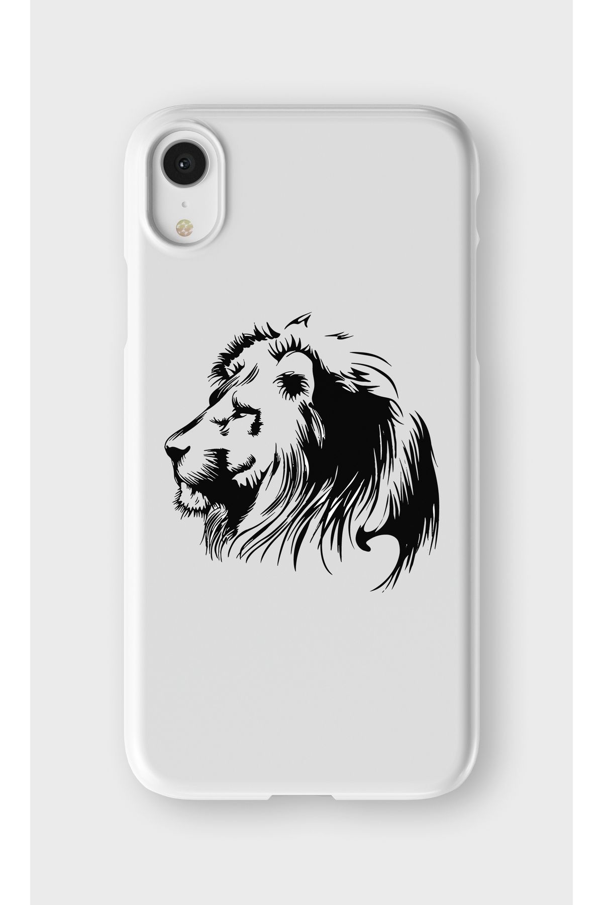 lelia iPhone XR Uyumlu Aslan Tasarımlı İçi Kadife Lansman Beyaz Silikon Kılıf