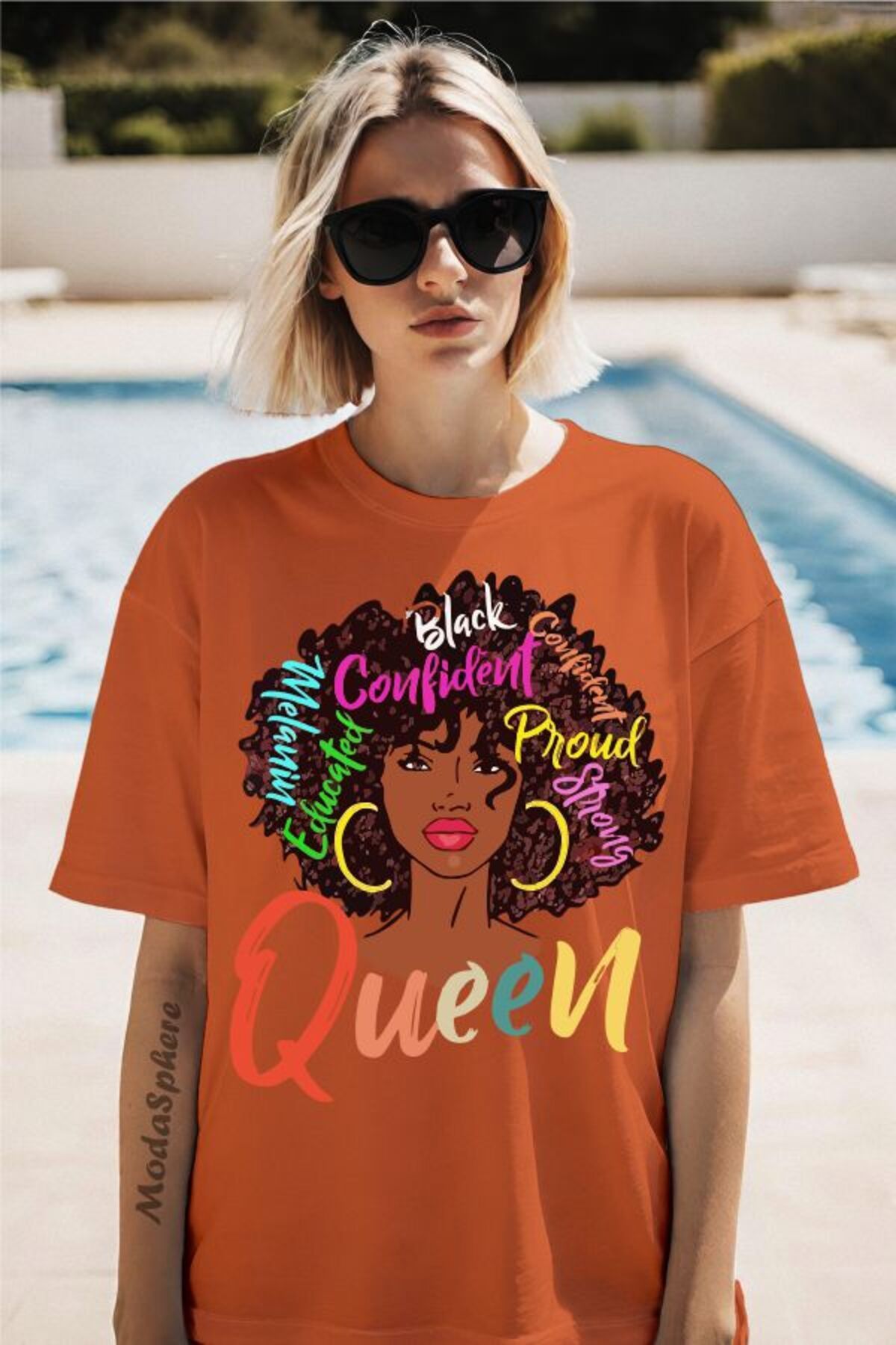 ModaSphere Queen Baskılı Unisex Oversize Tişört