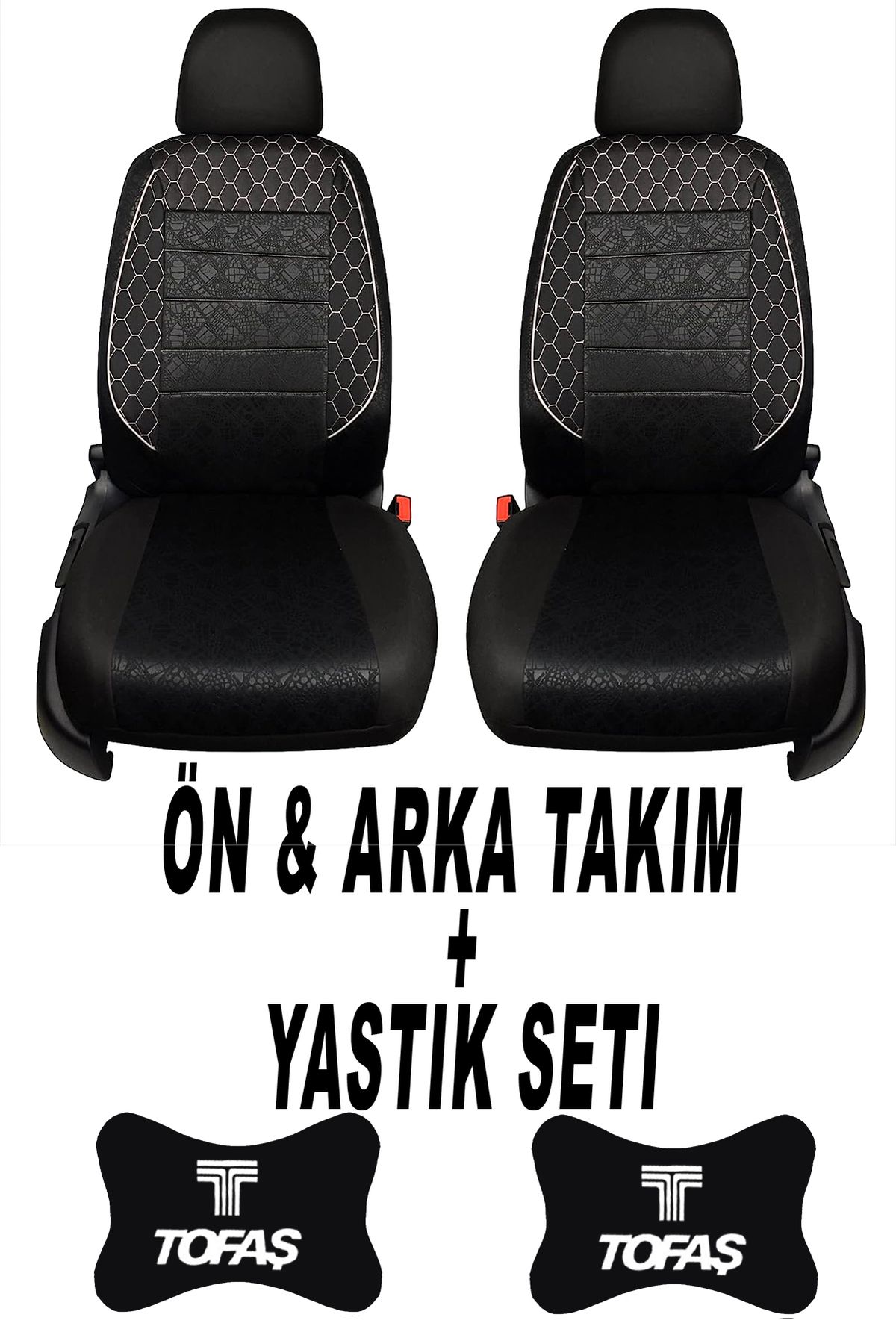 1araba1ev Oto Koltuk Kılıfı Tofaş Ön Arka Takım + 2 Adet Boyun Yastığı Seti