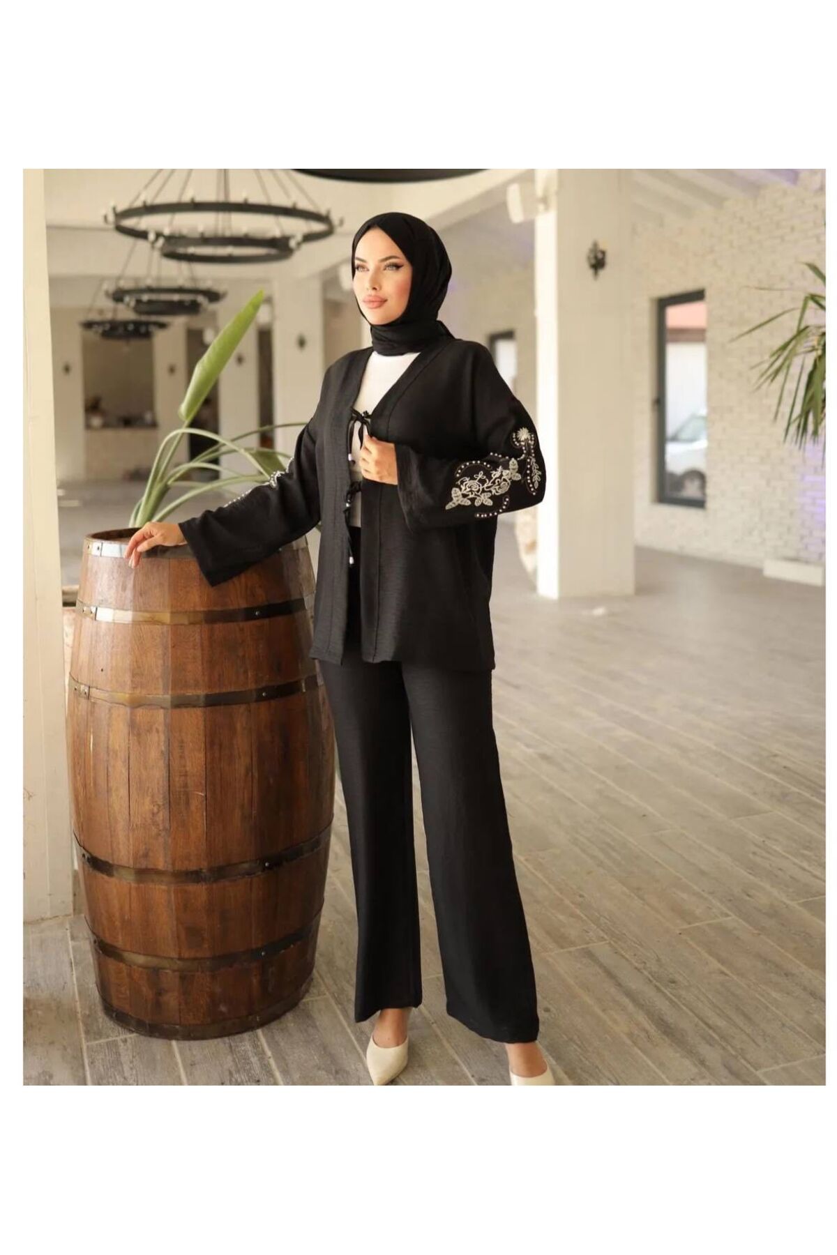 SETA FASHION Taşlı Nakış Detaylı İkili Takım - Rahat ve Şık Tesettür Kombin