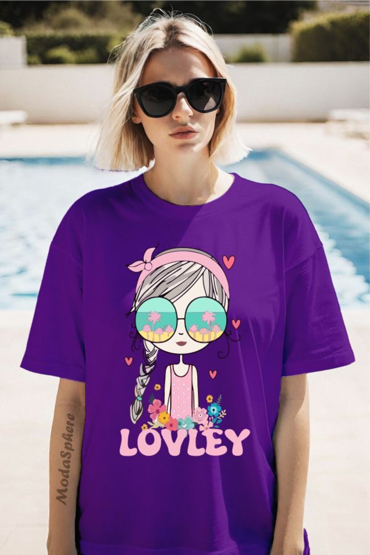 ModaSphere Lovley Baskılı Unisex Oversize Tişört
