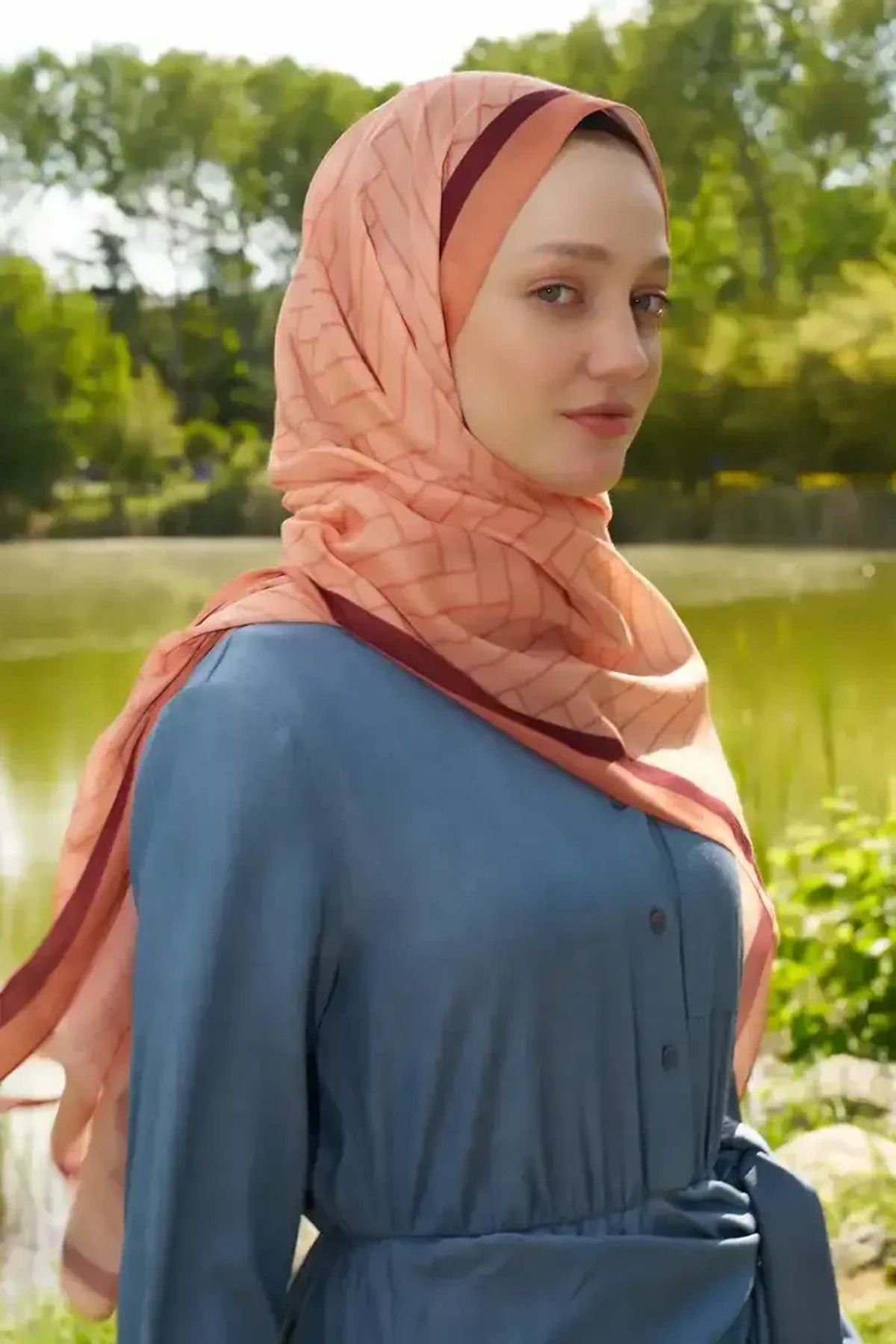 Madame Polo Hyper Zikzak Desen Şal - Turuncu