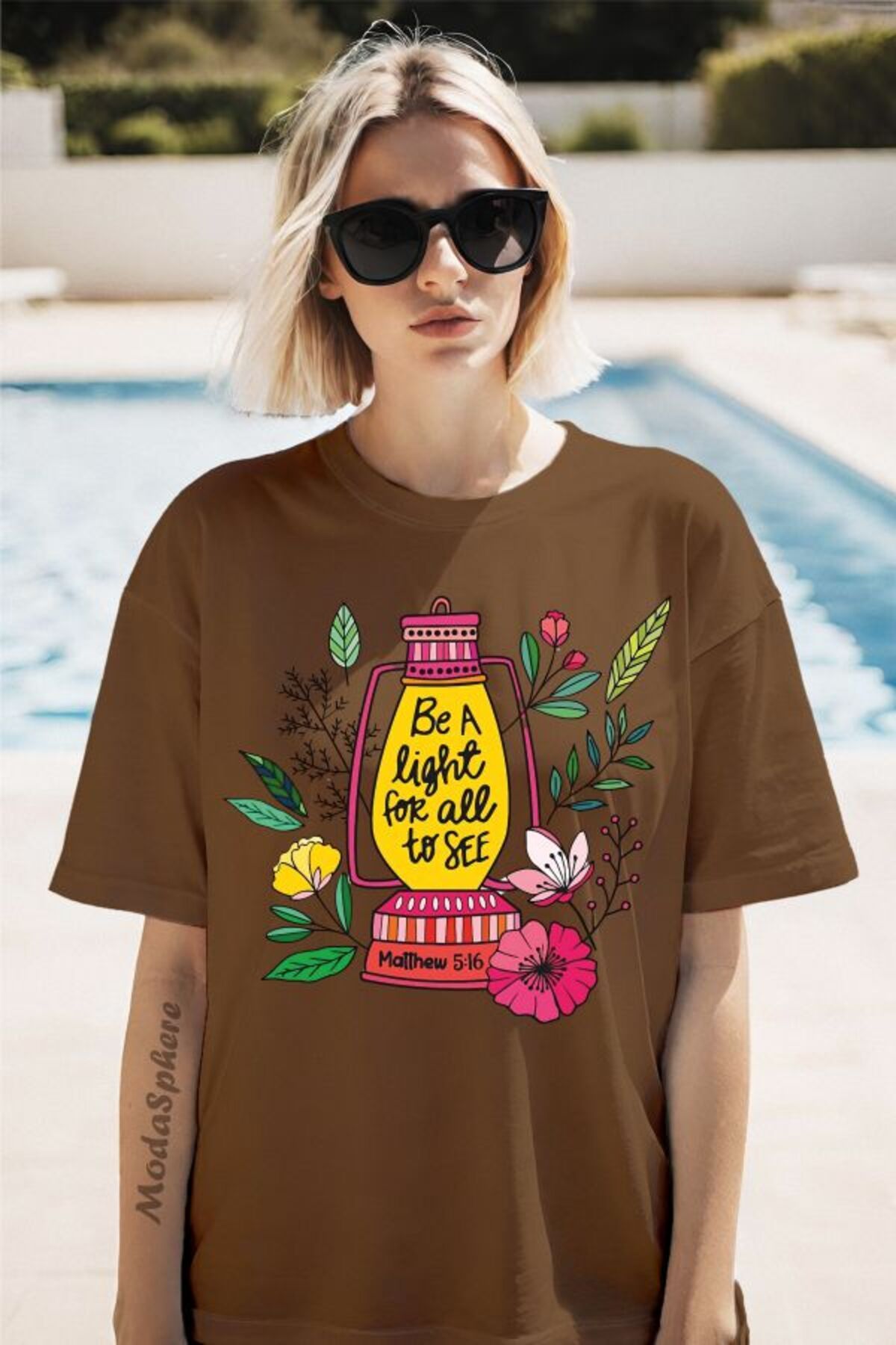 ModaSphere Be a light Baskılı Unisex Oversize Tişört