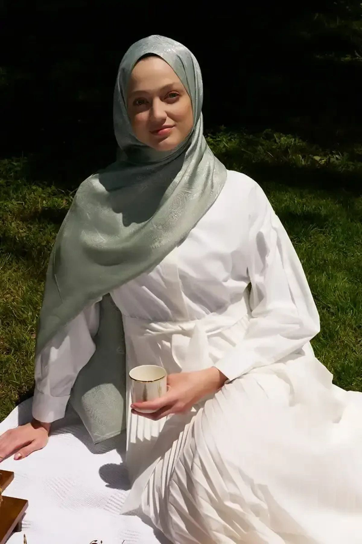 Madame Polo Elegance Silva Desen Jakar Şal - Mint