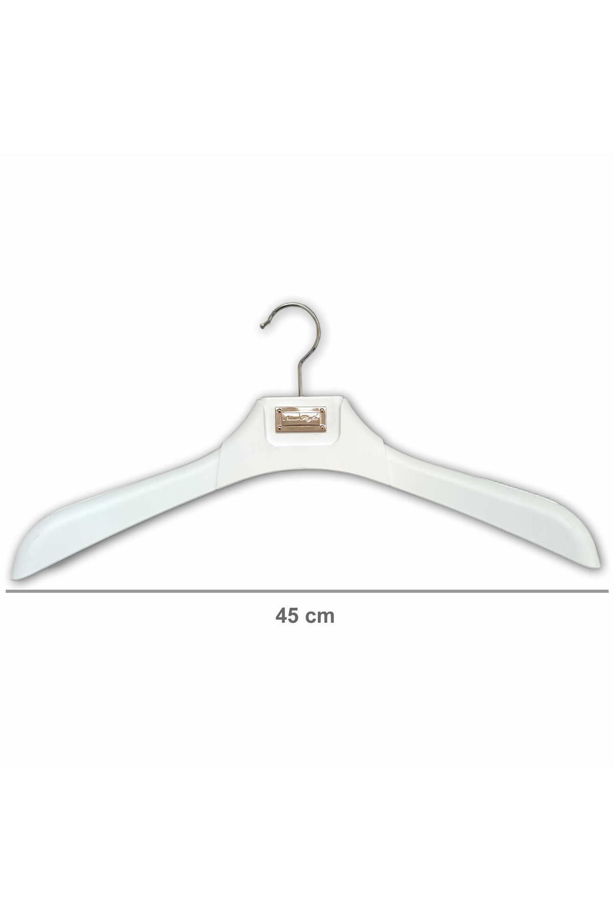 teknotrust Beyaz Plastik ve Metal Askı, 45 cm, Şık ve Dayanıklı, 10'lu Paket