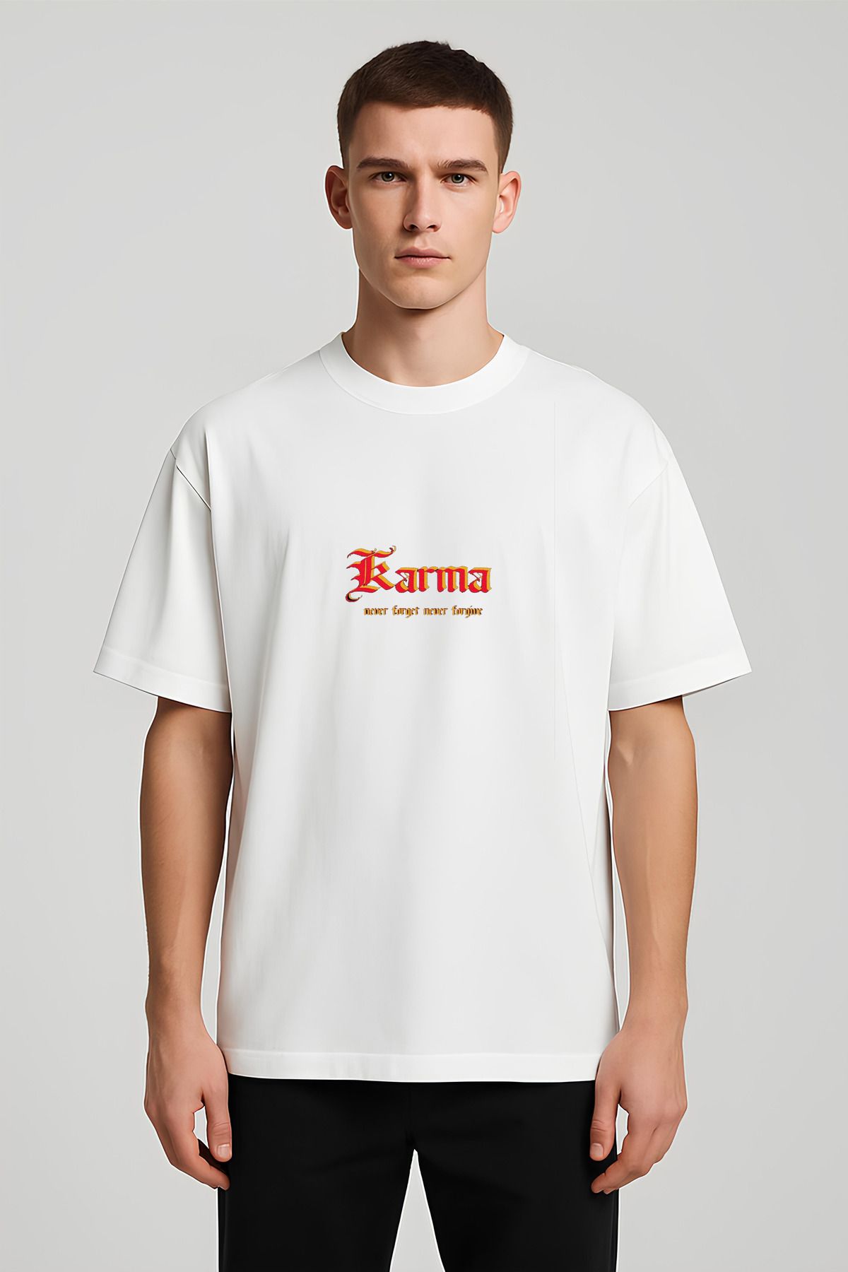 MODA Unisex Oversize Kalıp Karma Baskılı T-Shirt