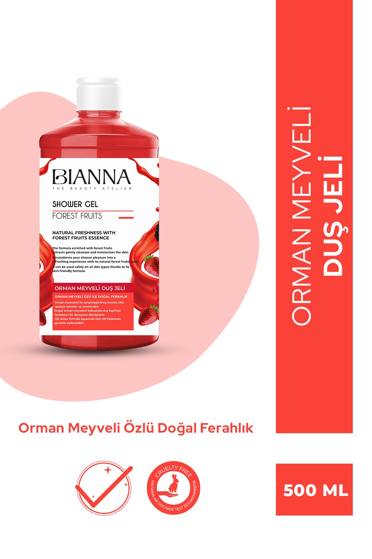 Bianna Orman Meyveleri Özlü Tüm Ciltler İçin Uygun Doğal Ferahlık Veren Nemlendirici Vücut Duş Jeli – 500ML