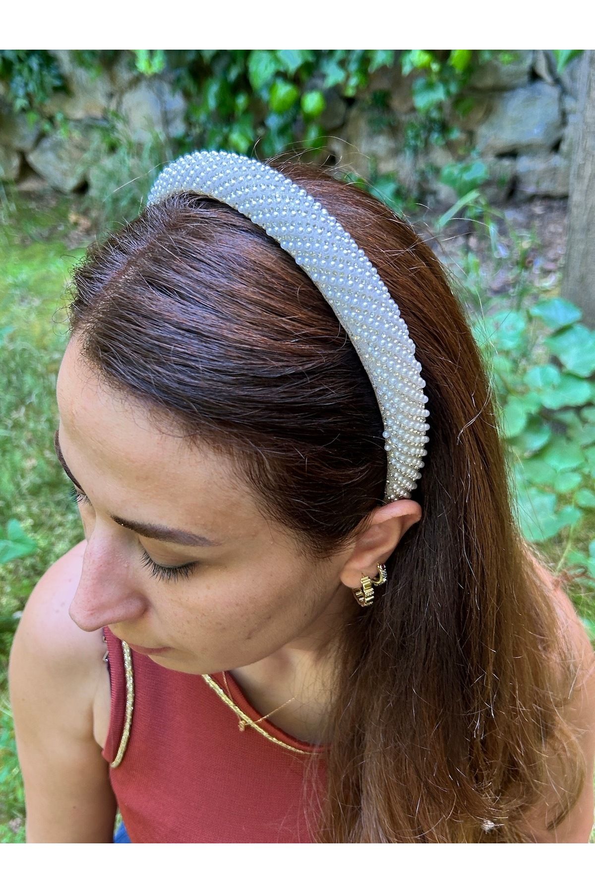 ByMerve Tasarım Abiye Kına Nişan Full Mini Taşlı İnci Beyaz İşlemesi Taç Aksesuar