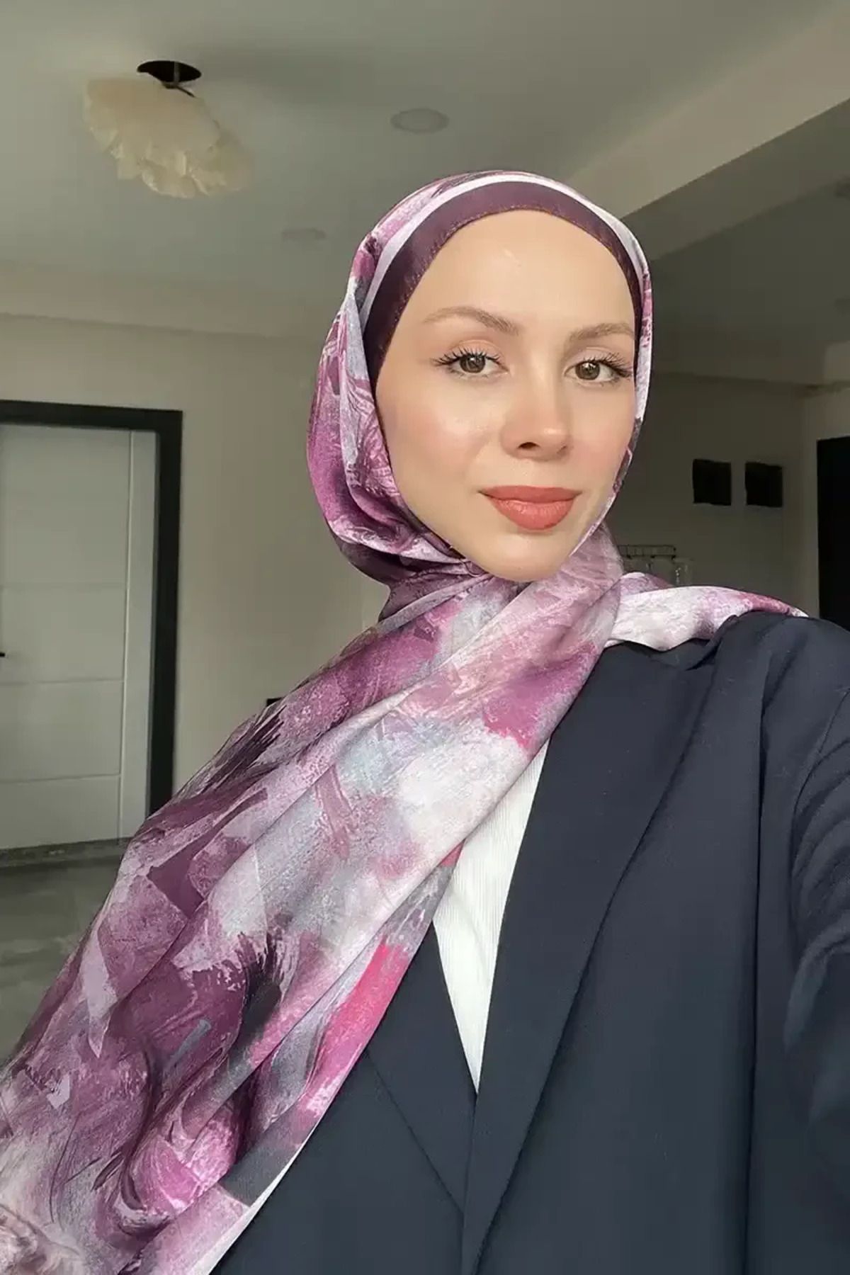 Madame Polo Crystal Flower Desen Şal - Mürdüm