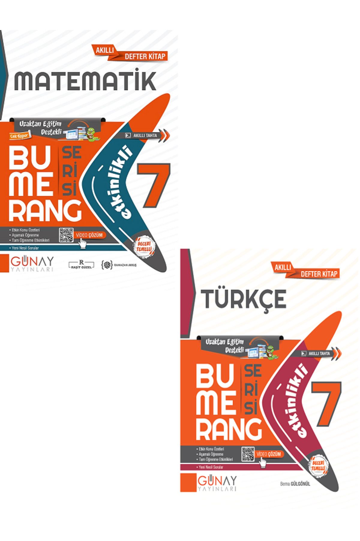 Evrensel İletişim Yayınları 7.Sınıf Günay Bumerang Matematik + Türkçe Akıllı Defter Kitap / Uzaktan Eğitim / 2 KİTAP